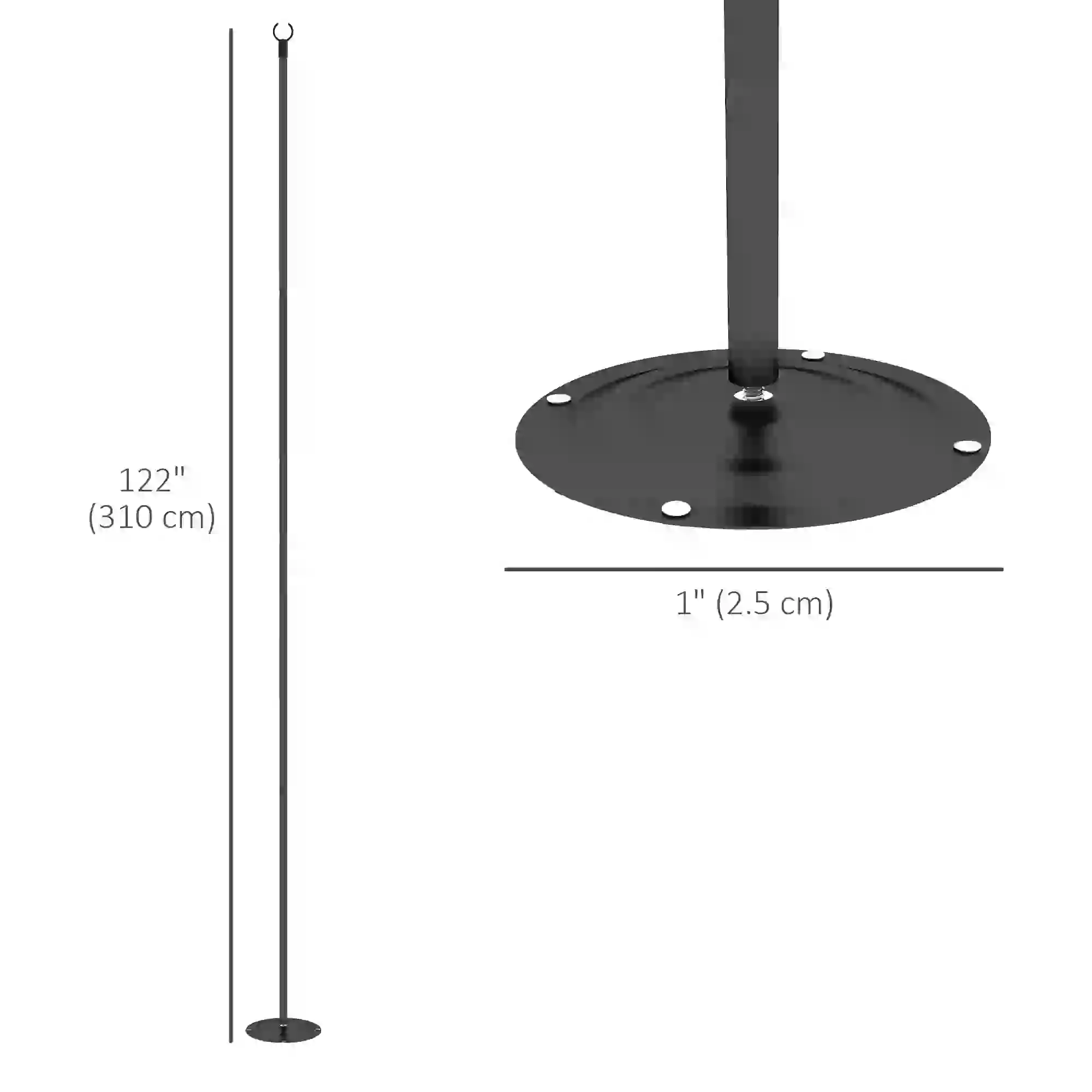 2 Pack 10' String Light Poles, Steel Hanging Stand, Black - Image 3