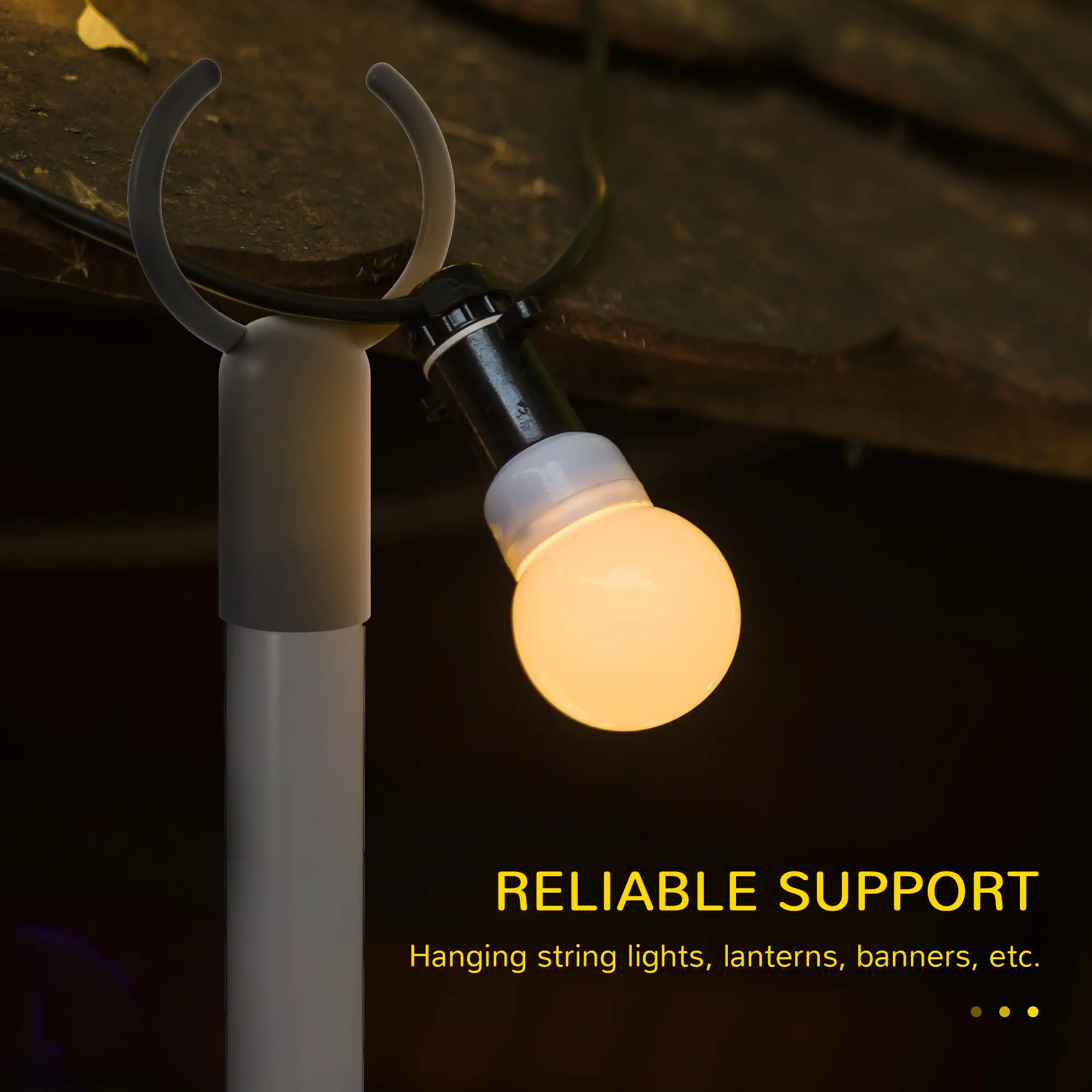 2 Pack 10' String Light Poles, Steel Hanging Stand, Black - Image 4