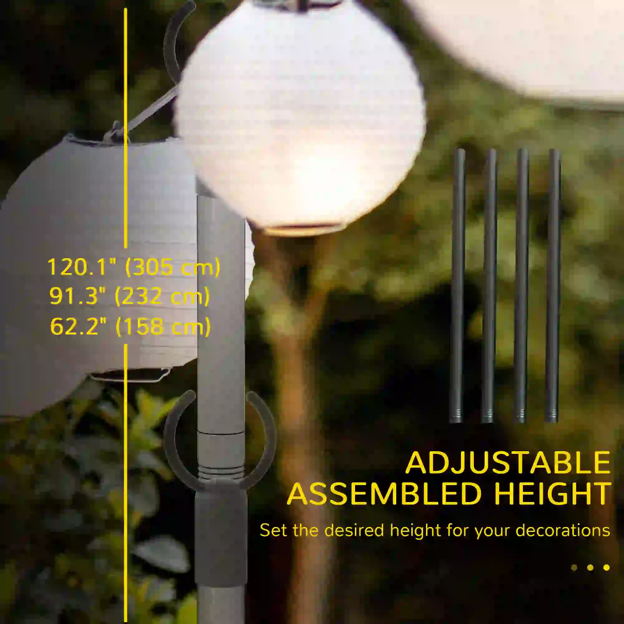 2 Pack 10' String Light Poles, Steel Hanging Stand, Black - Image 6