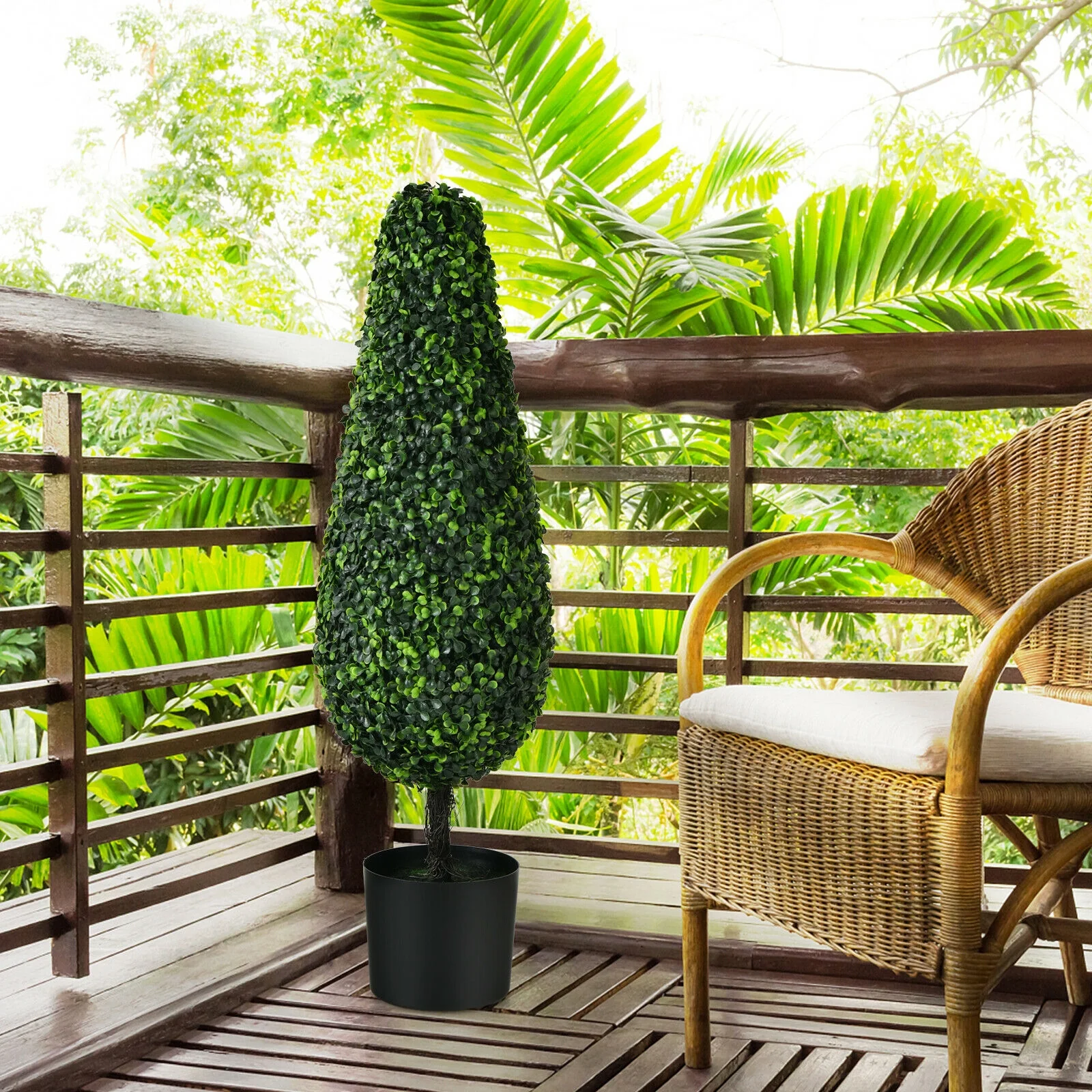 2 Pack 3 Feet Artificial Tower Tree, UV Resistant, Indoor Outdoor, Green - Image 7