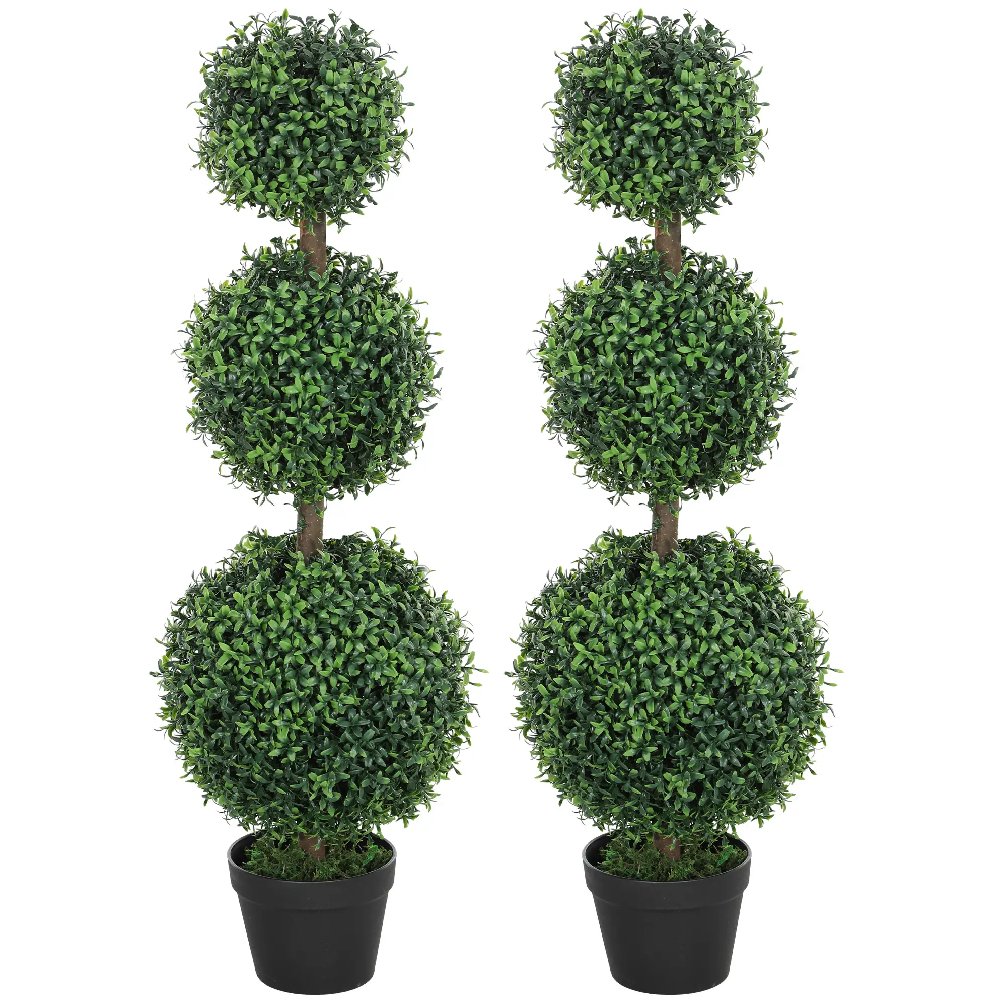 2 Pack 40" Artificial Boxwood Topiary Ball Trees, Indoor Outdoor, Green
