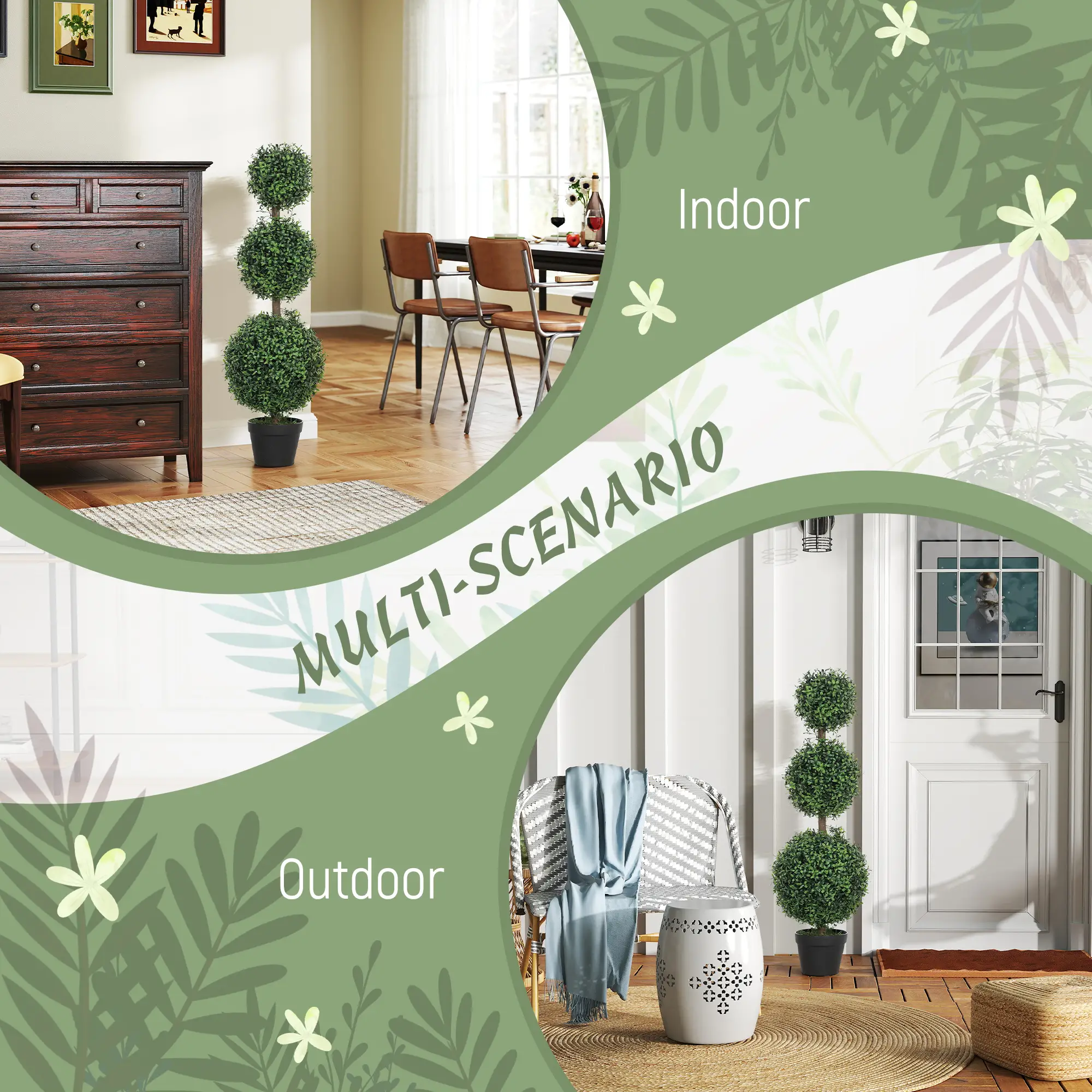 2 Pack 40" Artificial Boxwood Topiary Ball Trees, Indoor Outdoor, Green - Image 5