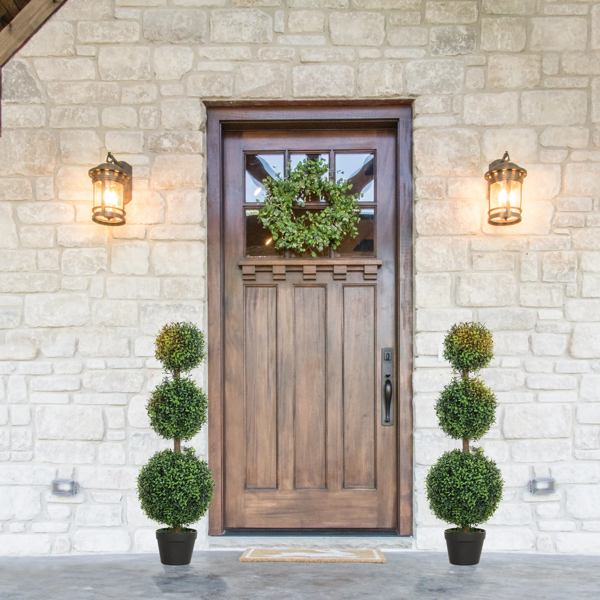 2 Pack 40" Artificial Boxwood Topiary Ball Trees, Indoor Outdoor, Green - Image 8