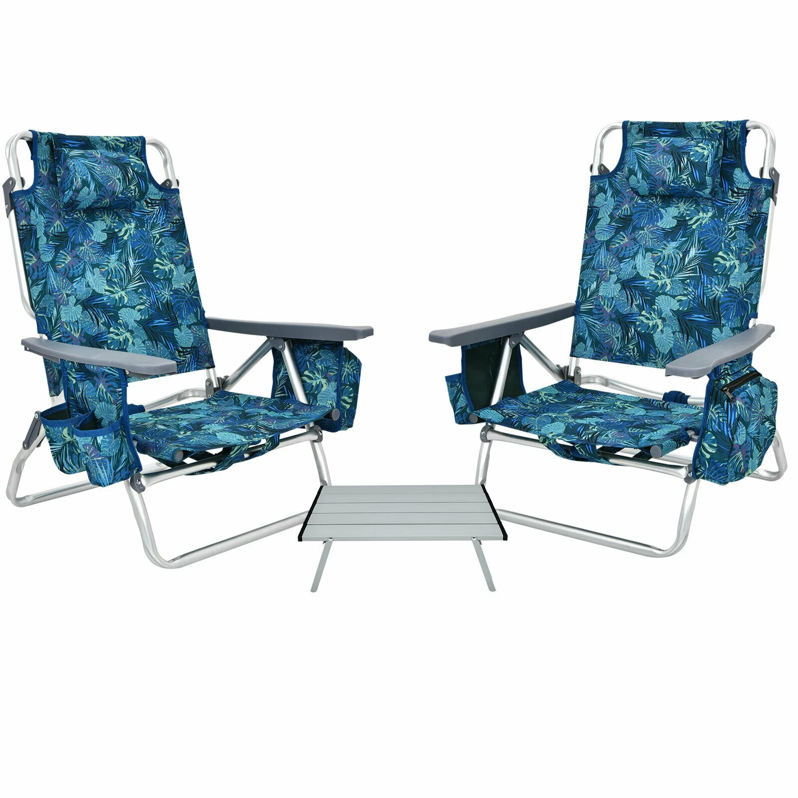 2 Pack 5-Position Folding Beach Chair, Multicolor - Image 4