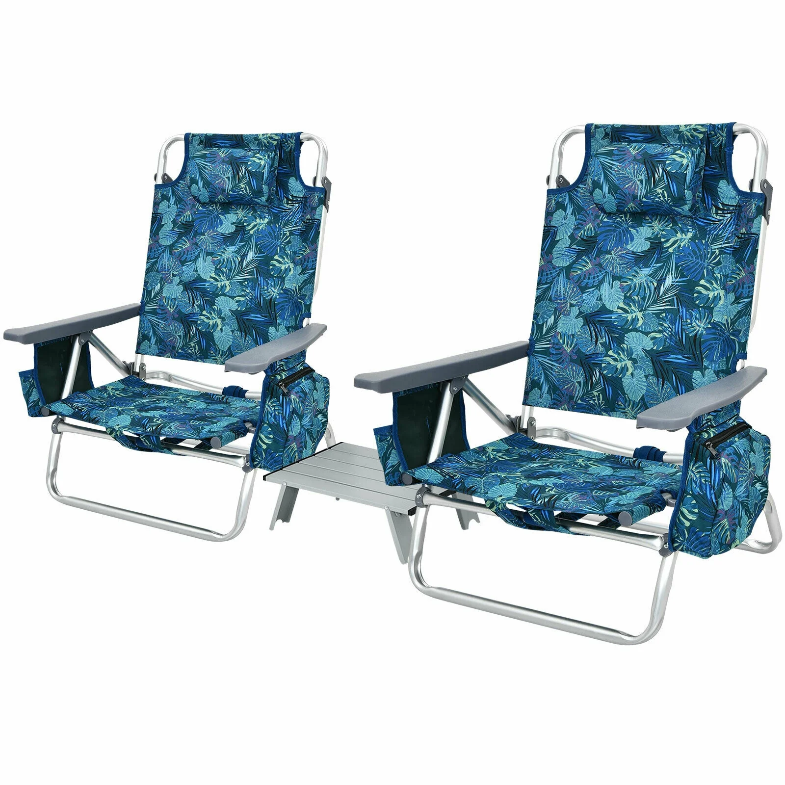2 Pack 5-Position Folding Beach Chair, Multicolor - Image 5