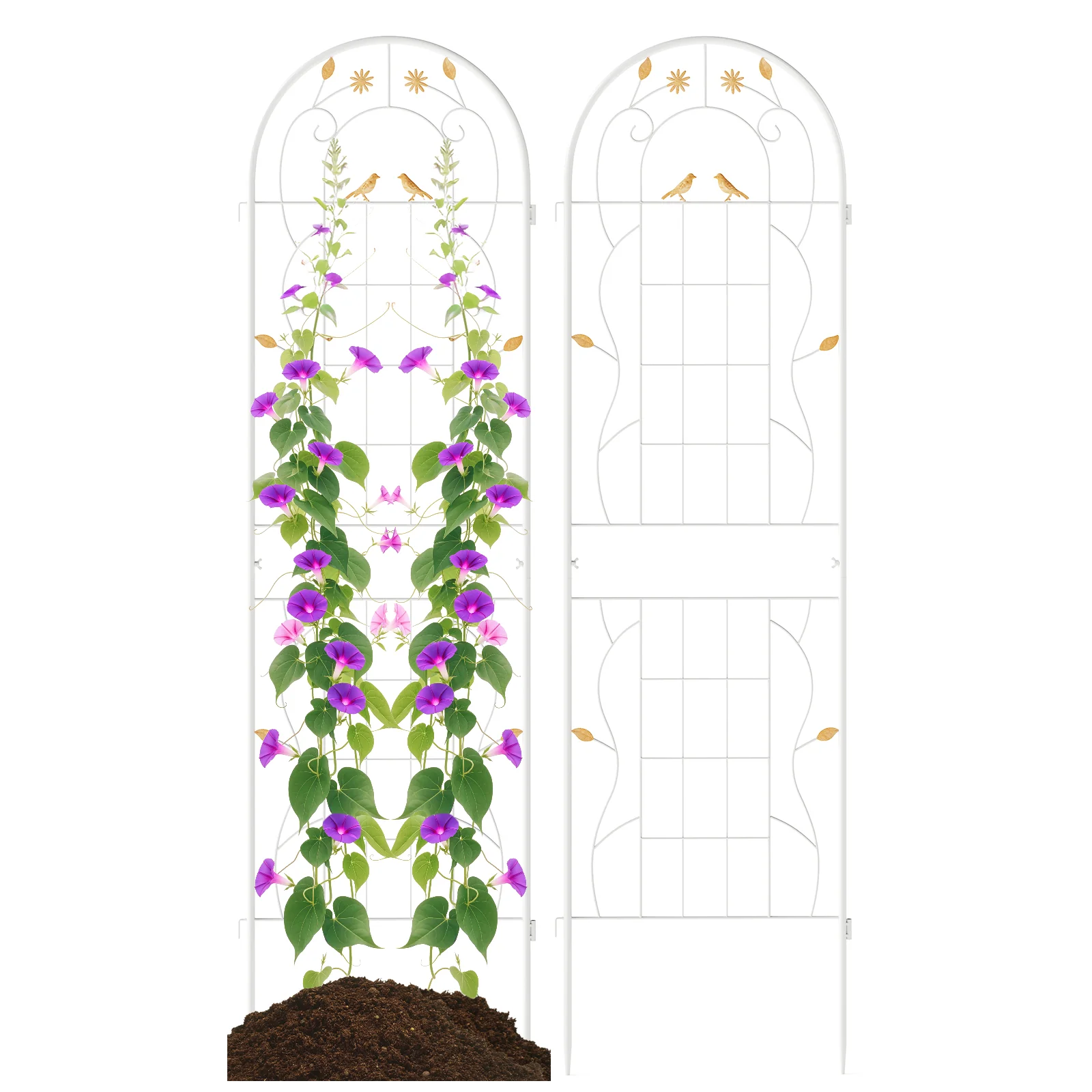 2 Pack 71 x 20 Inch Metal Garden Trellis, Rustproof Plant Support, White