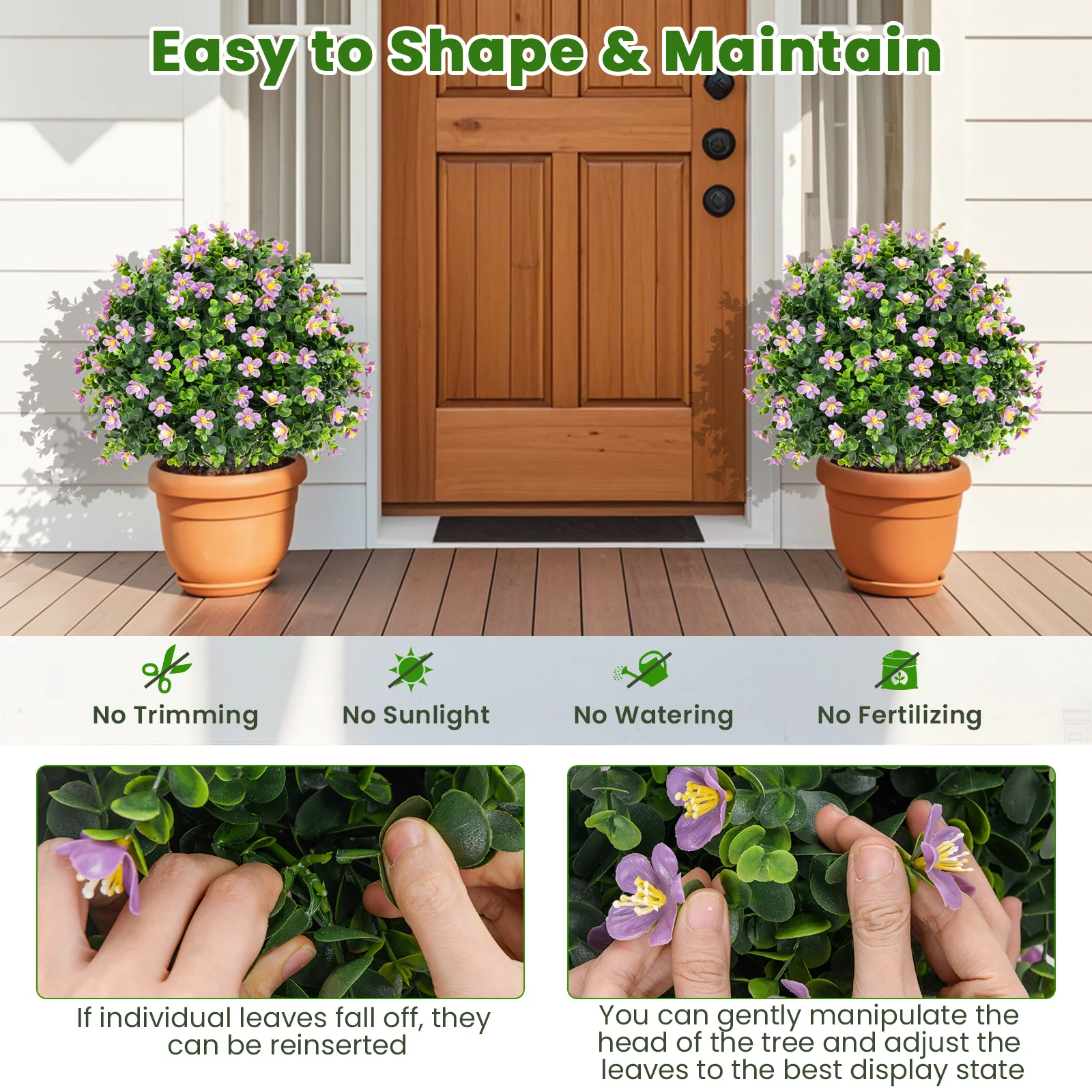 2 Pack Artificial Boxwood Topiary Ball Tree, Purple - Image 9