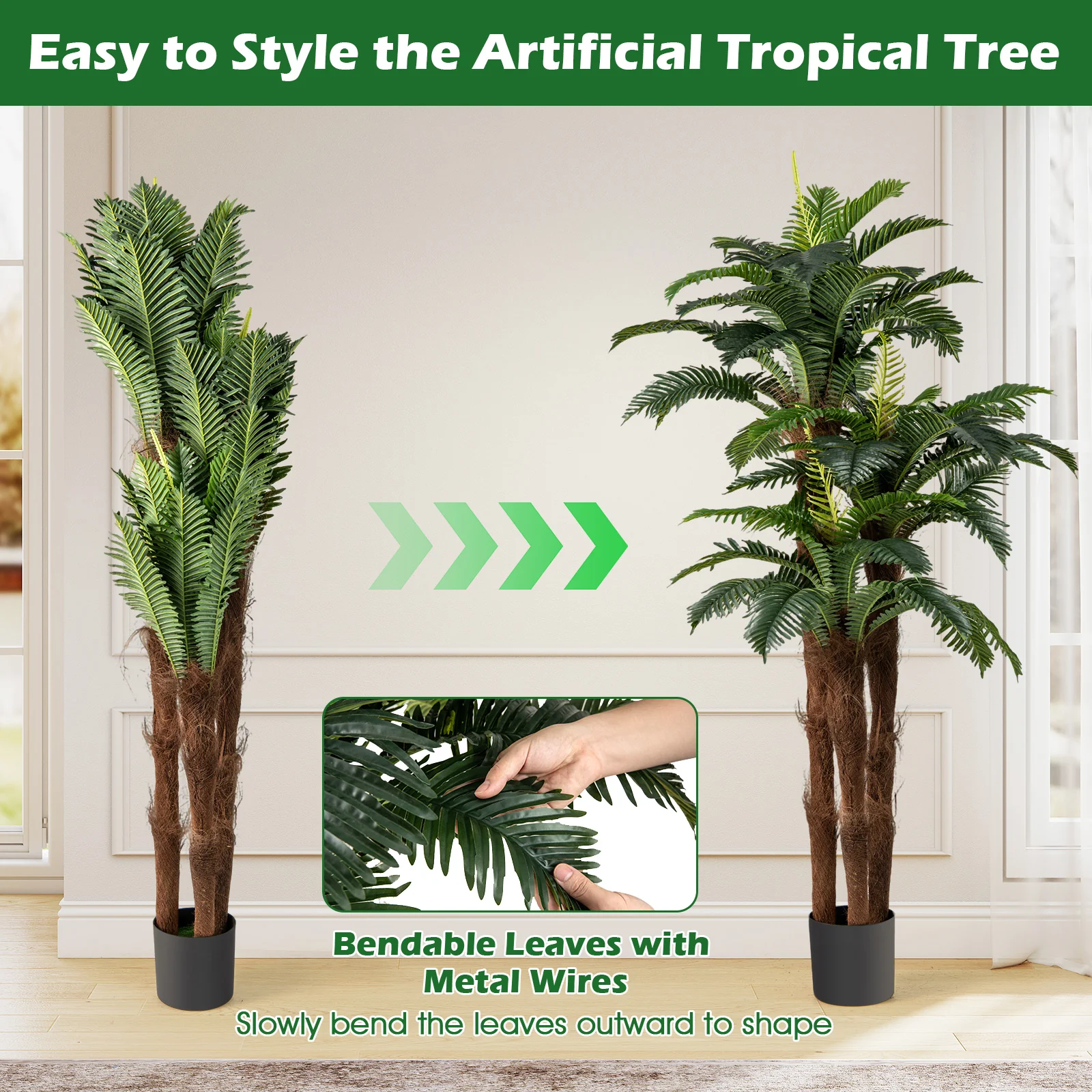 2 Pack Artificial Palm Tree 6.3 ft Tall with Adjustable Leaves - Image 10