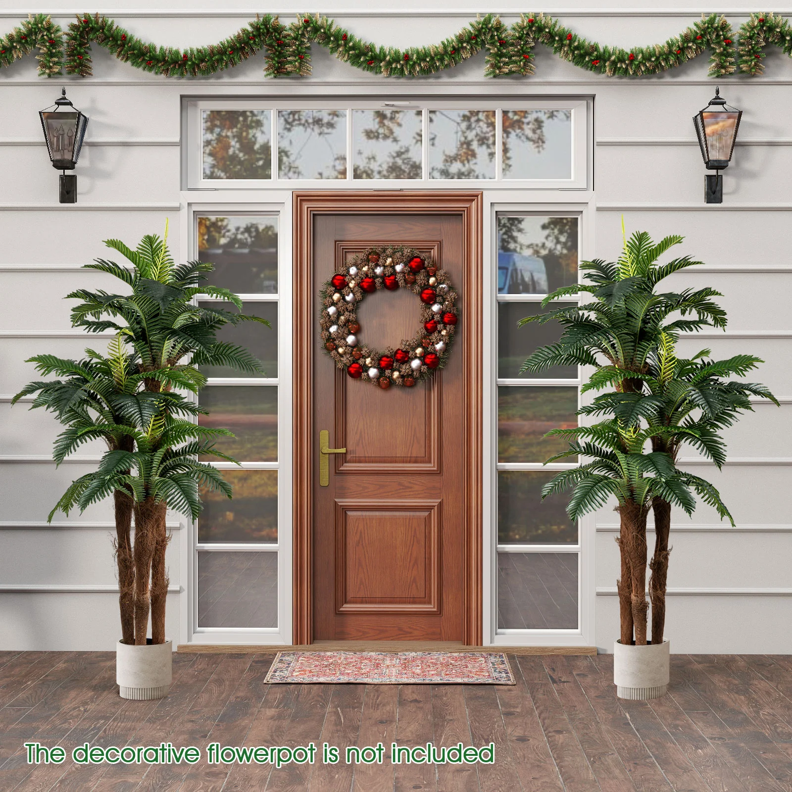 2 Pack Artificial Palm Tree 6.3 ft Tall with Adjustable Leaves - Image 2