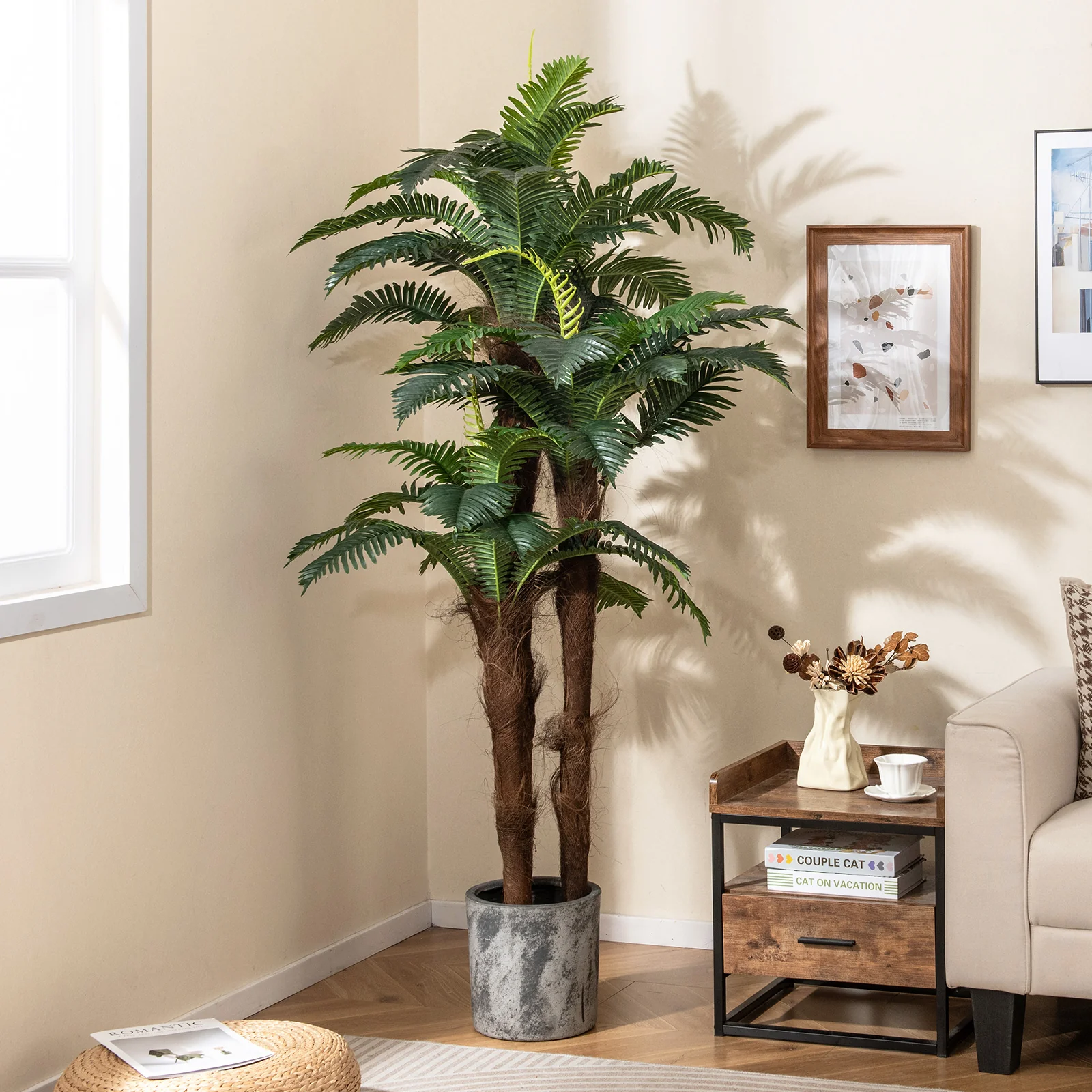 2 Pack Artificial Palm Tree 6.3 ft Tall with Adjustable Leaves - Image 3