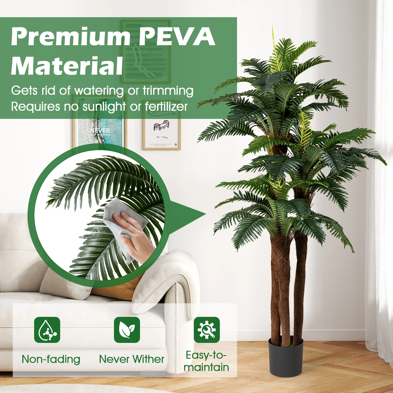 2 Pack Artificial Palm Tree 6.3 ft Tall with Adjustable Leaves - Image 9