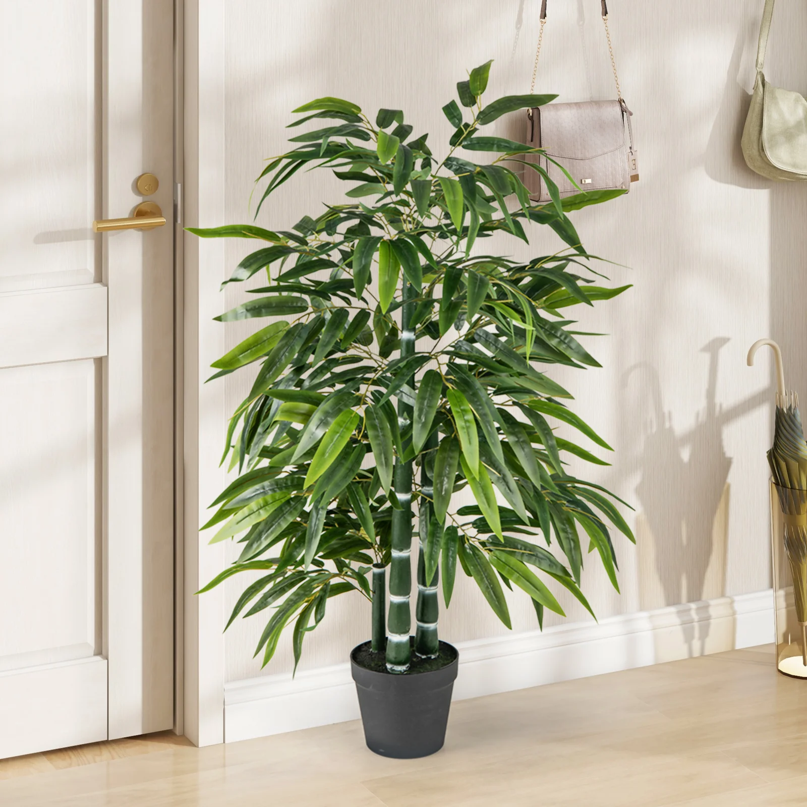 2 Pack Fake Bamboo Tree, 3 PE Trunk, Green - Image 3