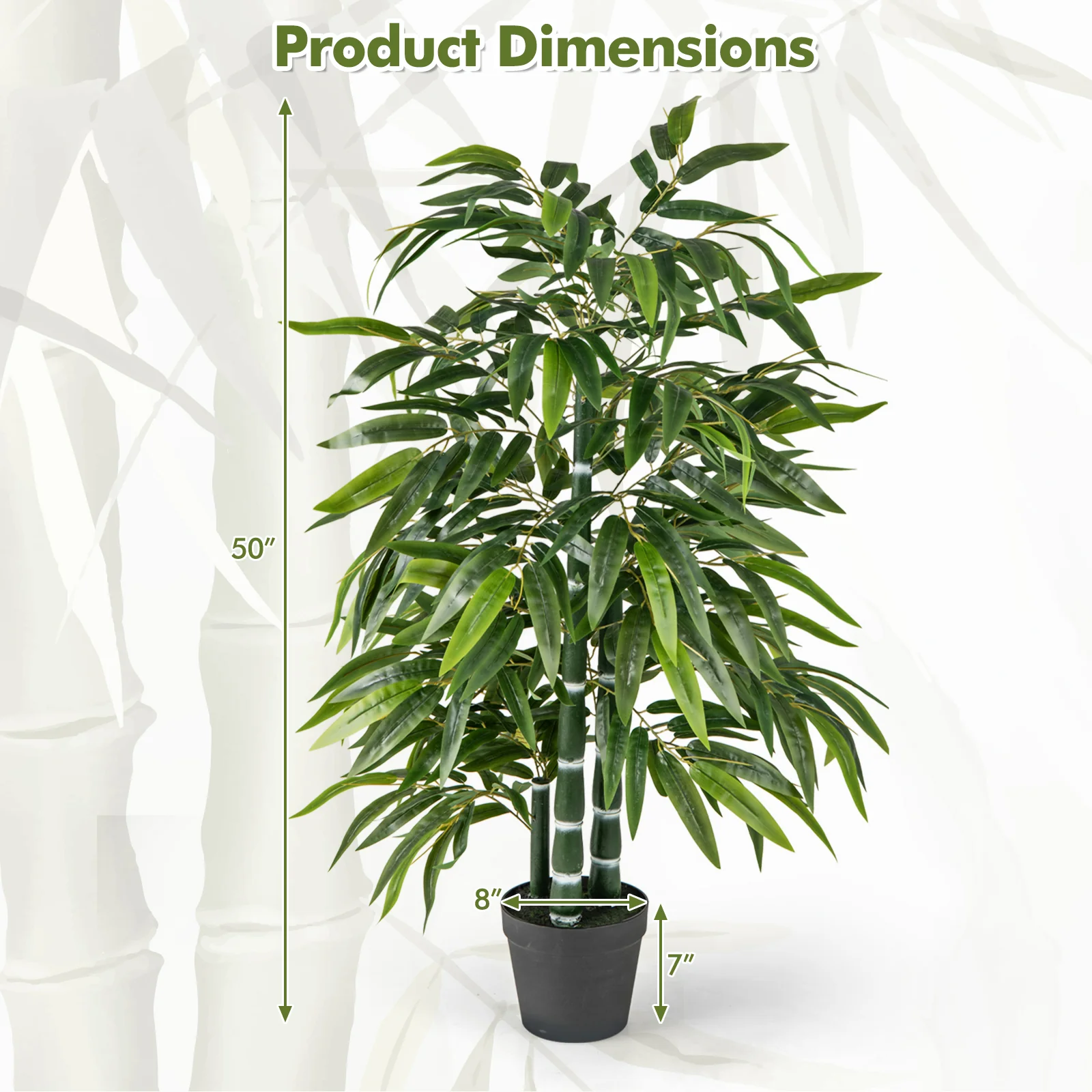 2 Pack Fake Bamboo Tree, 3 PE Trunk, Green - Image 5