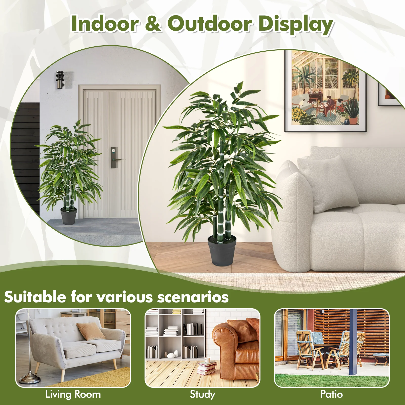 2 Pack Fake Bamboo Tree, 3 PE Trunk, Green - Image 8