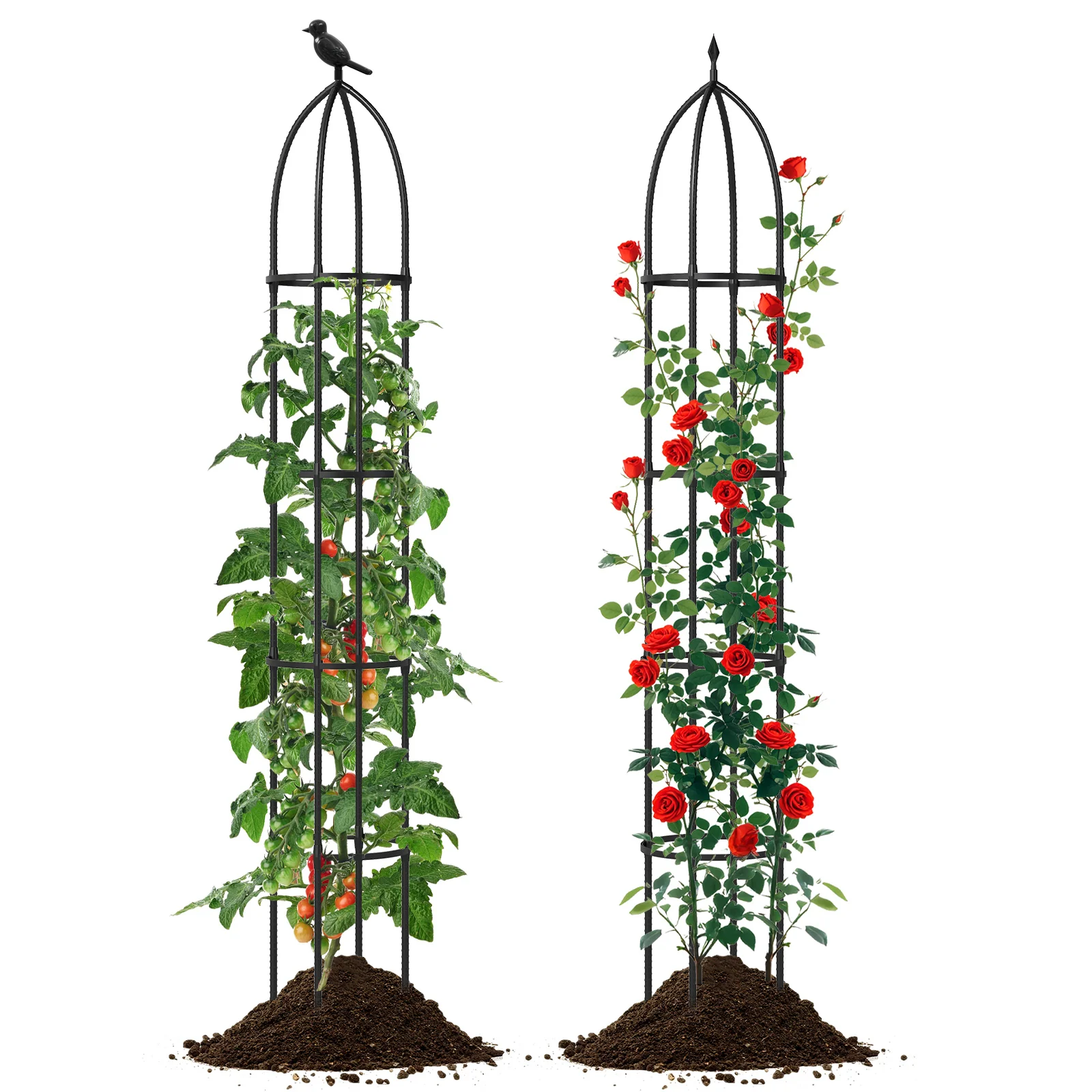 2-Pack Garden Obelisk Trellis For Climbing Plants, Black