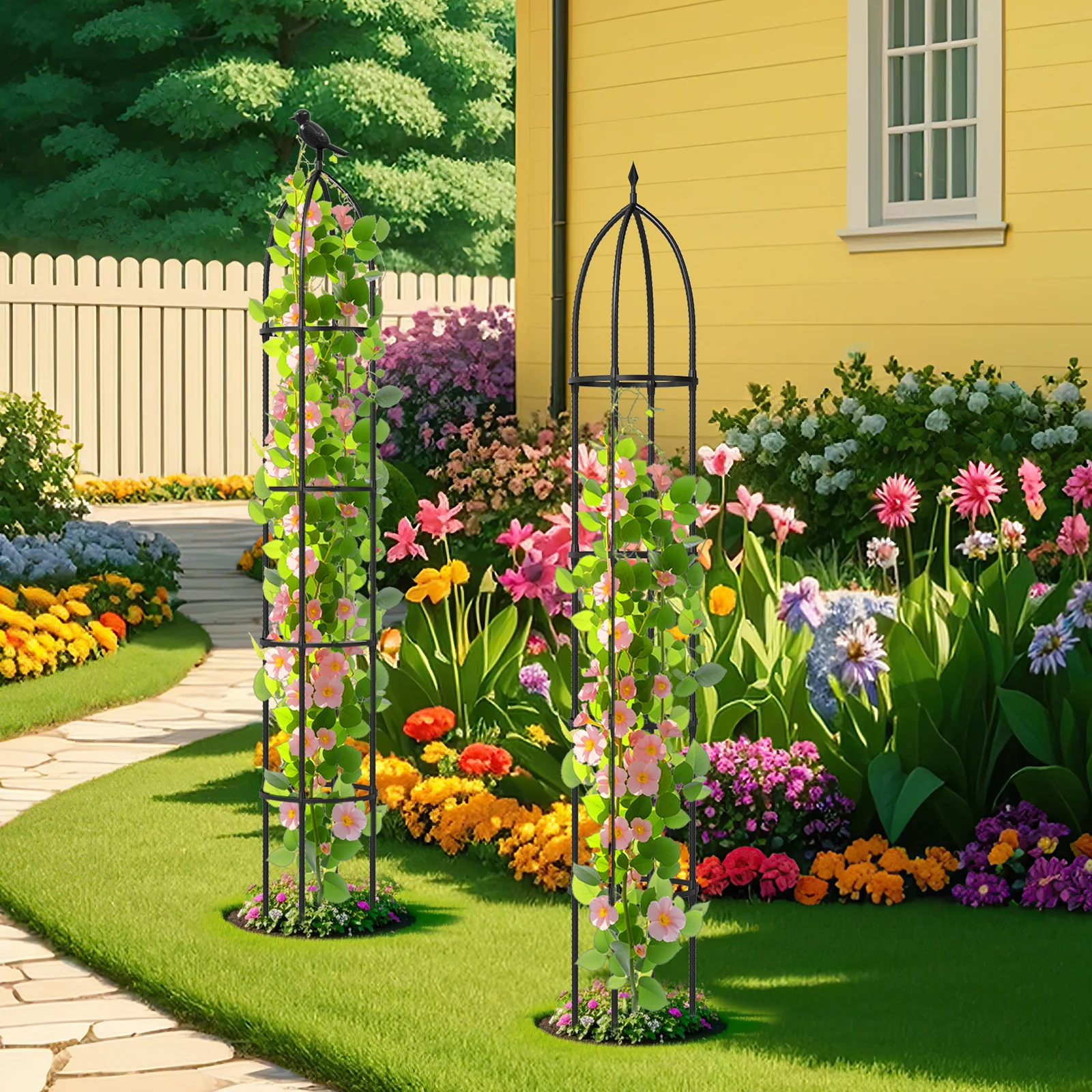 2-Pack Garden Obelisk Trellis For Climbing Plants, Black - Image 3