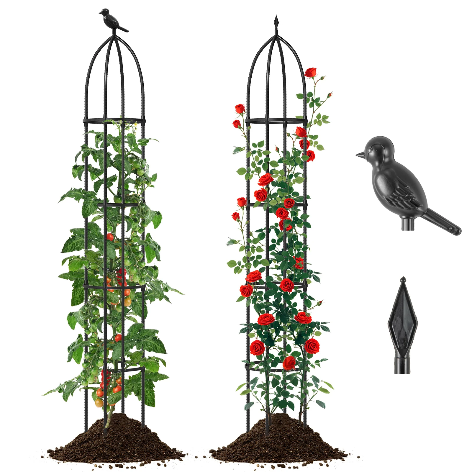 2-Pack Garden Obelisk Trellis For Climbing Plants, Black - Image 5