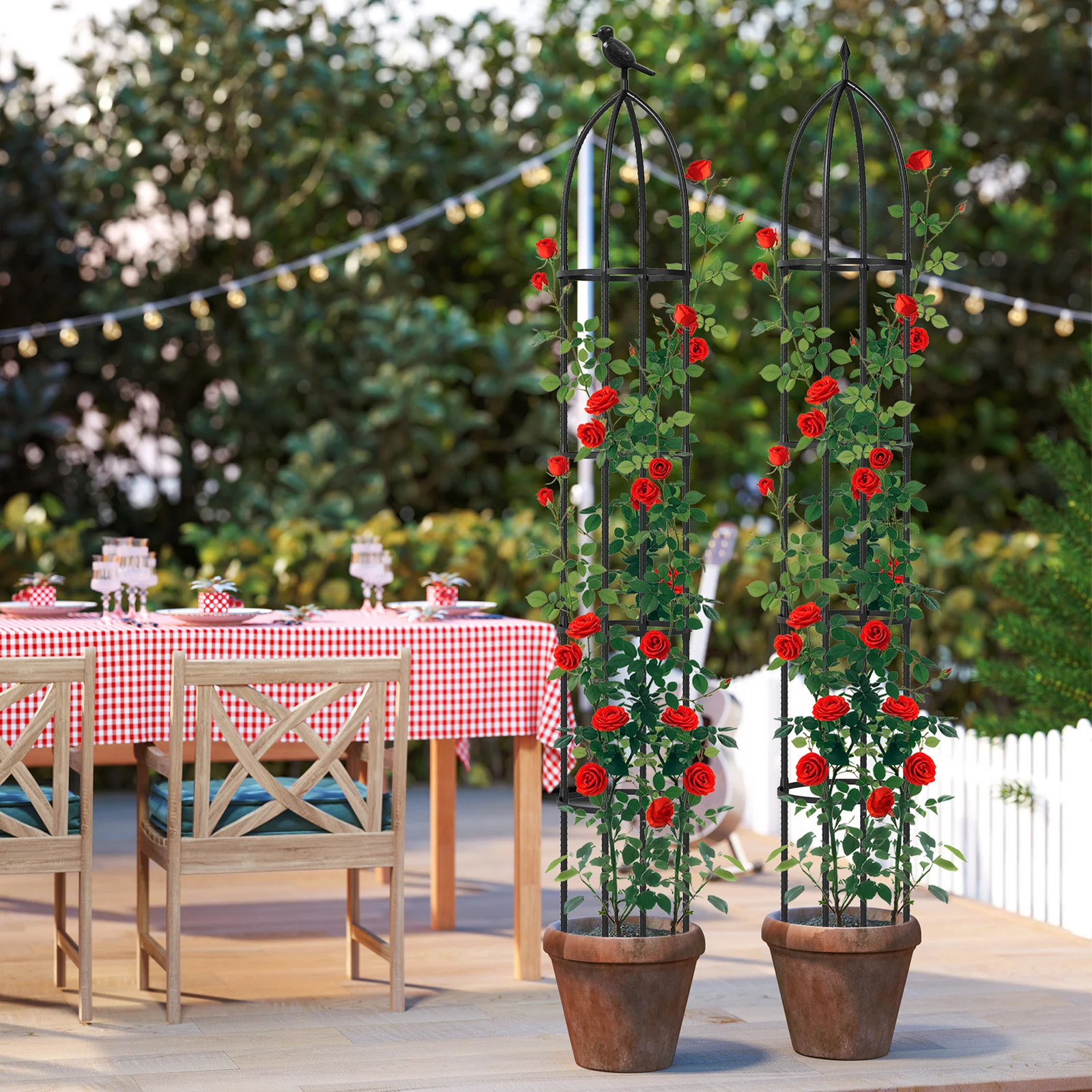2-Pack Garden Obelisk Trellis For Climbing Plants, Black - Image 7