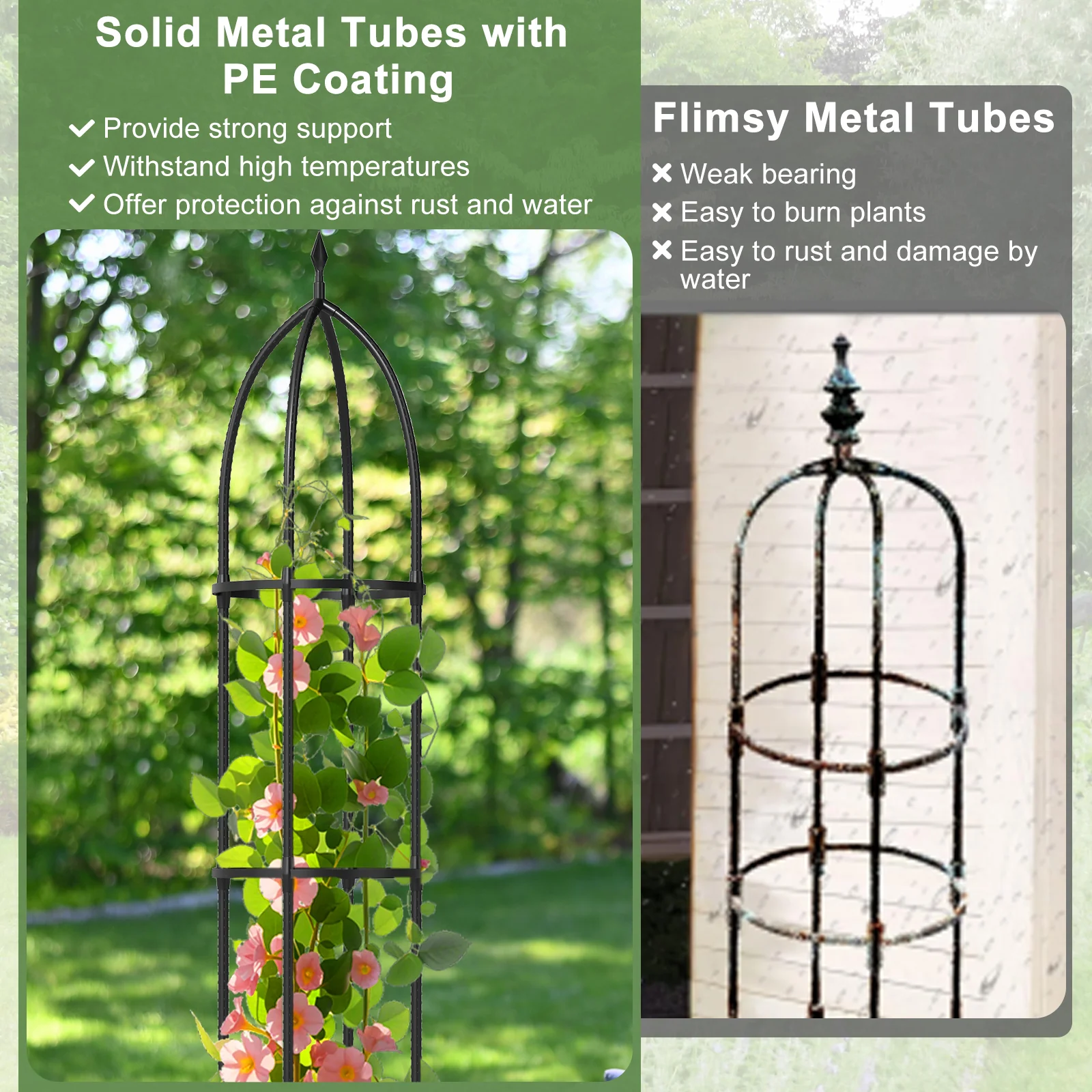 2-Pack Garden Obelisk Trellis For Climbing Plants, Black - Image 8