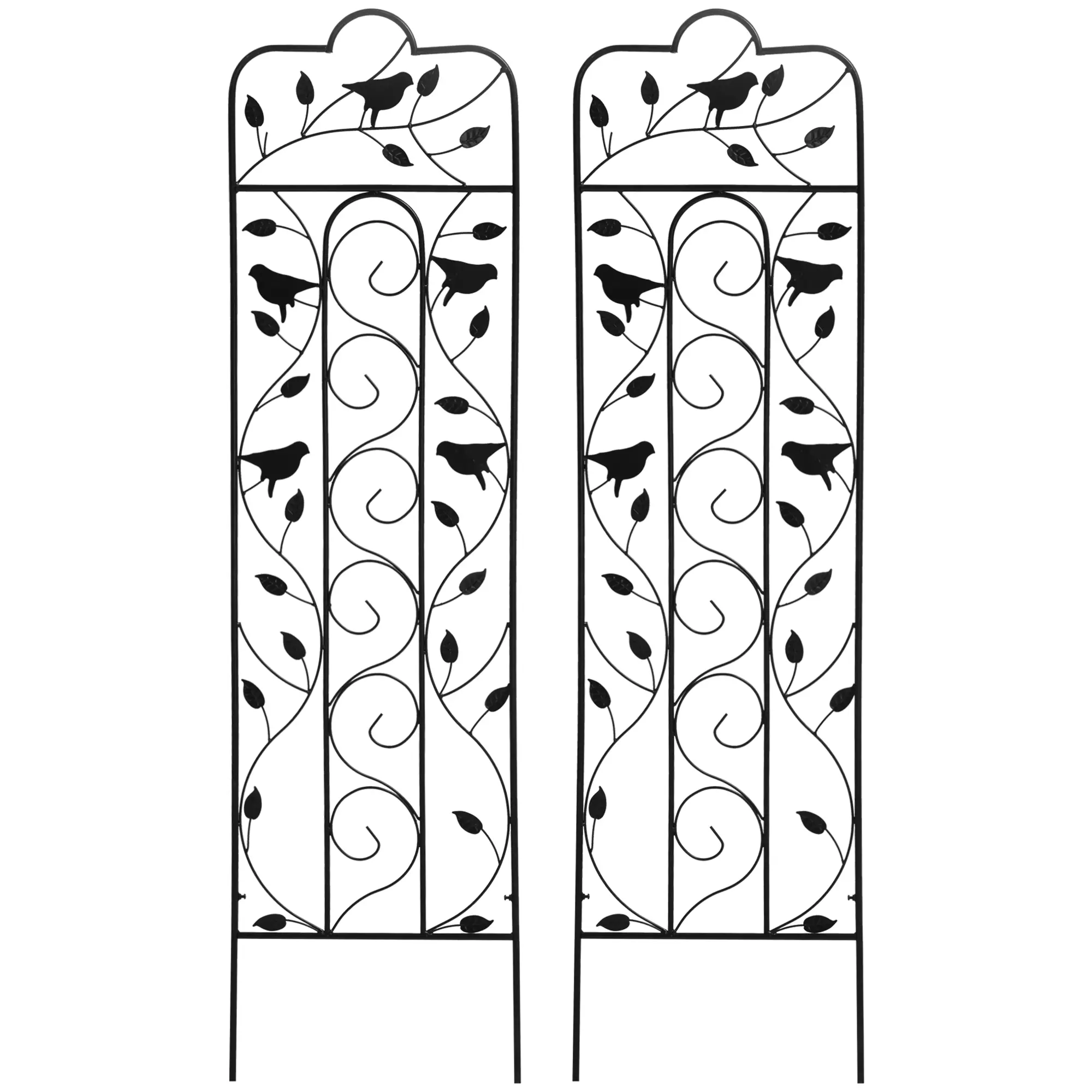 2 Pack Garden Trellis, Metal Grid Panels with Birds, Leaves, 59" Tall - Image 11