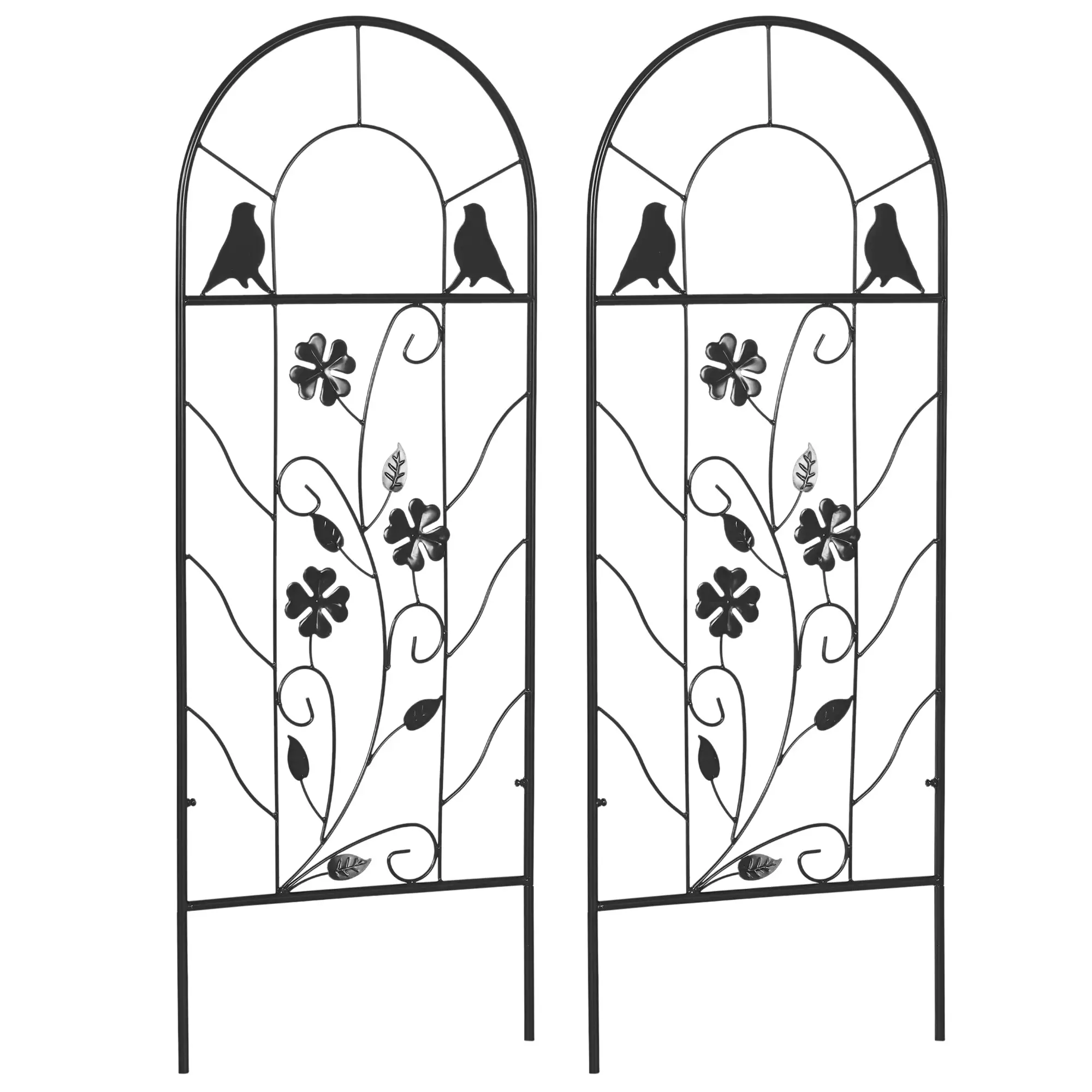 2 Pack Metal Garden Trellis, Birds and Leaves Grid Panels, 39" Tall - Image 11