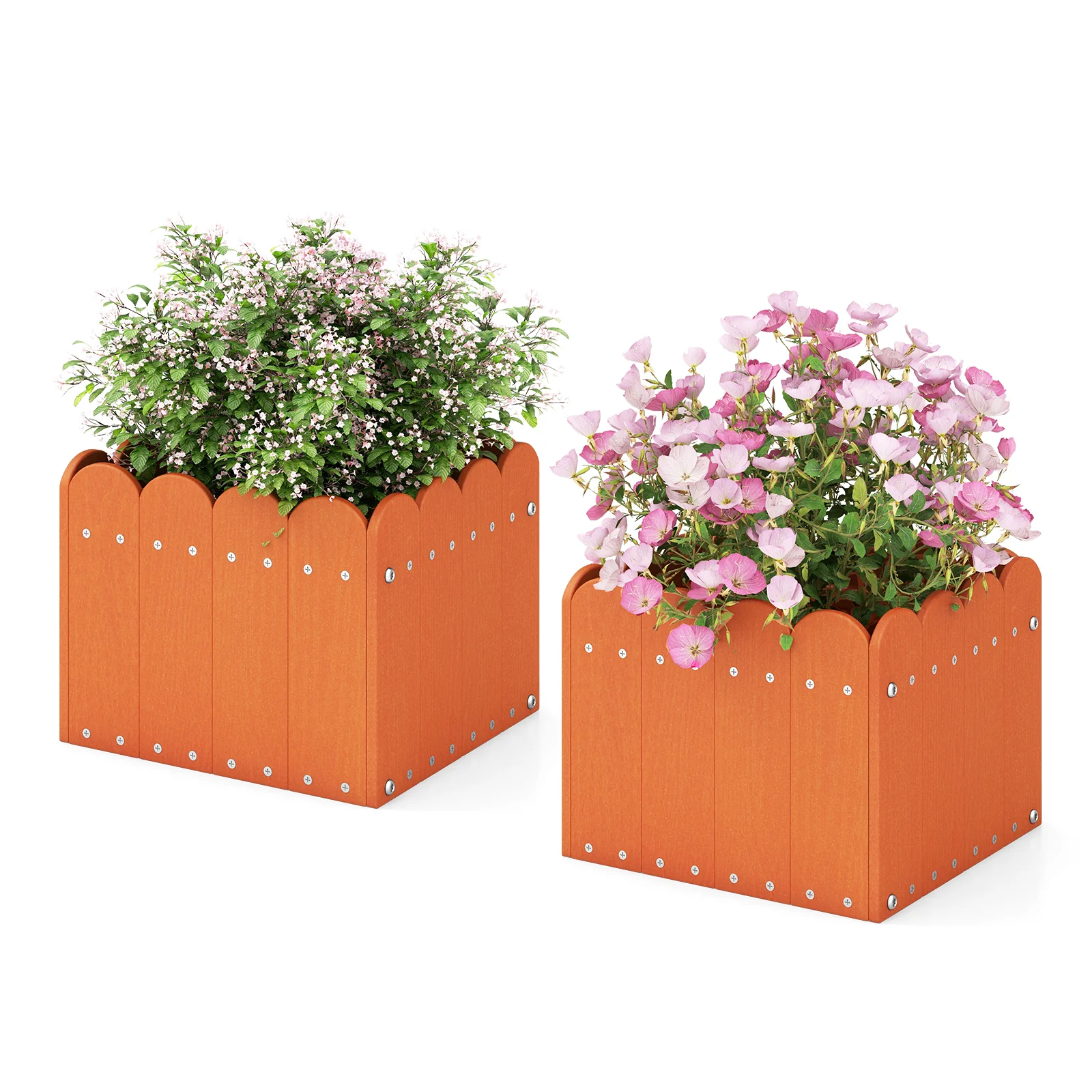2 Pack Square Planter Box, 2 Pack, With Drainage Gaps, Orange - Image 5