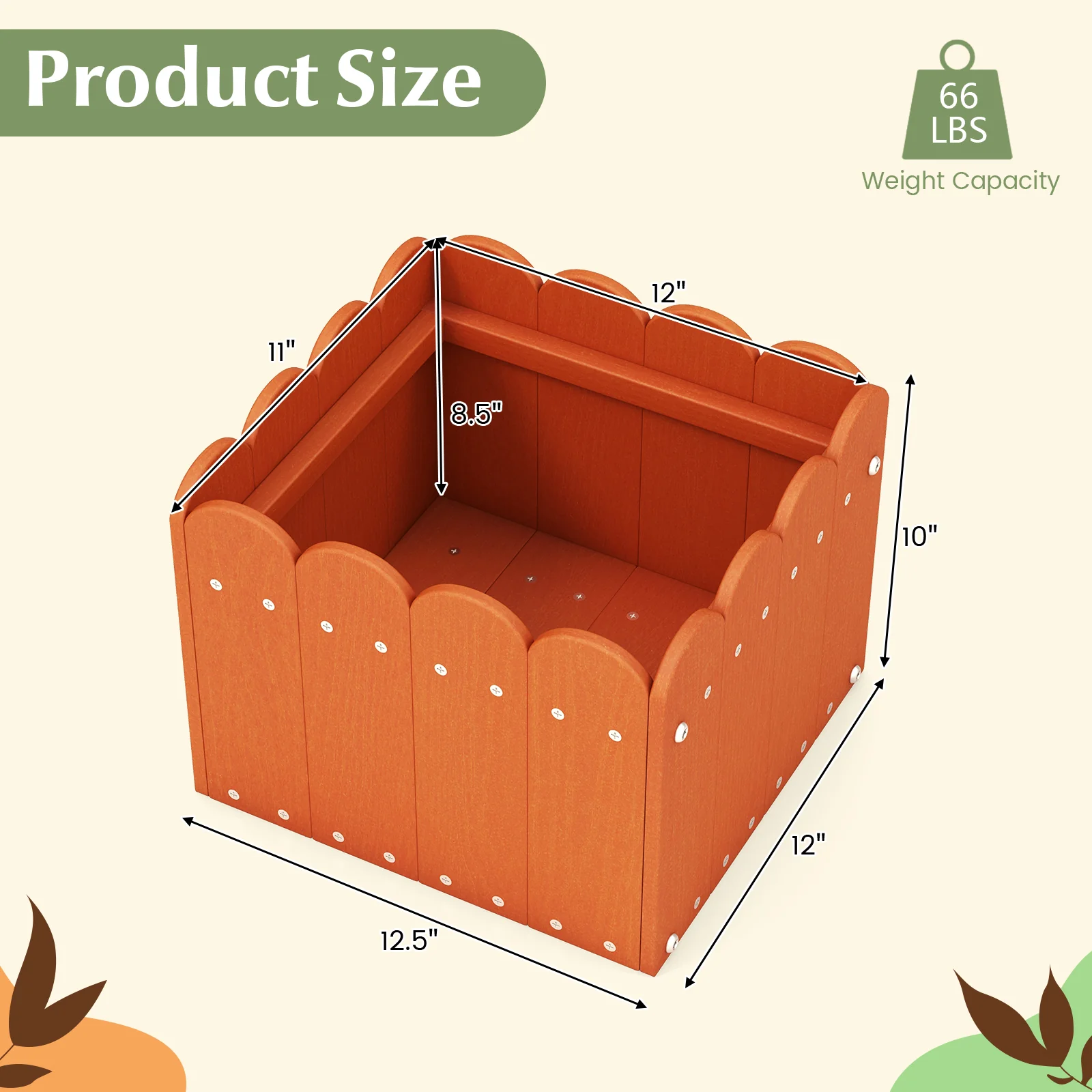 2 Pack Square Planter Box, 2 Pack, With Drainage Gaps, Orange - Image 6