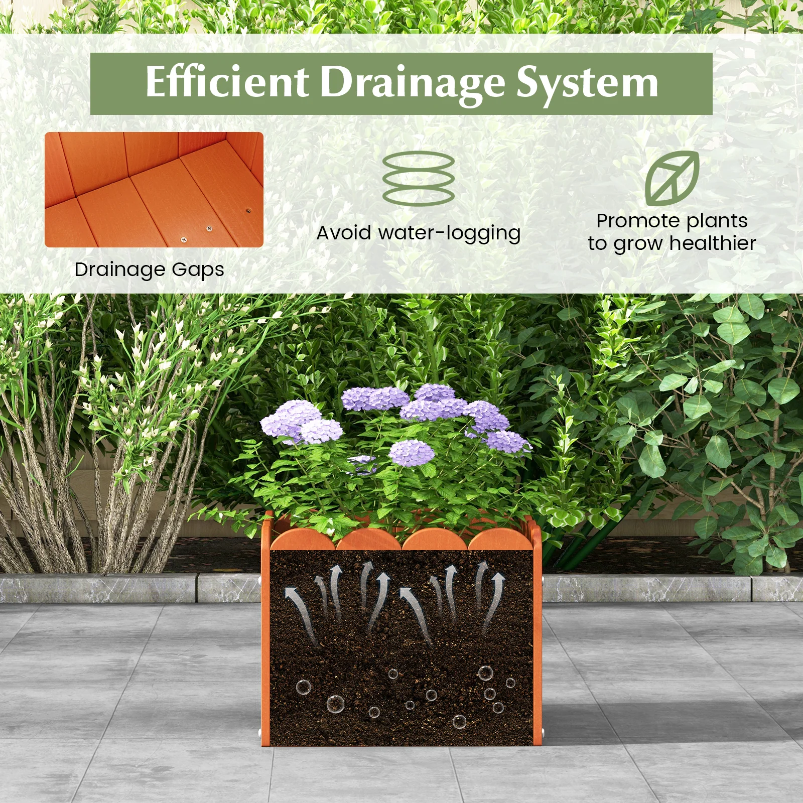 2 Pack Square Planter Box, 2 Pack, With Drainage Gaps, Orange - Image 8