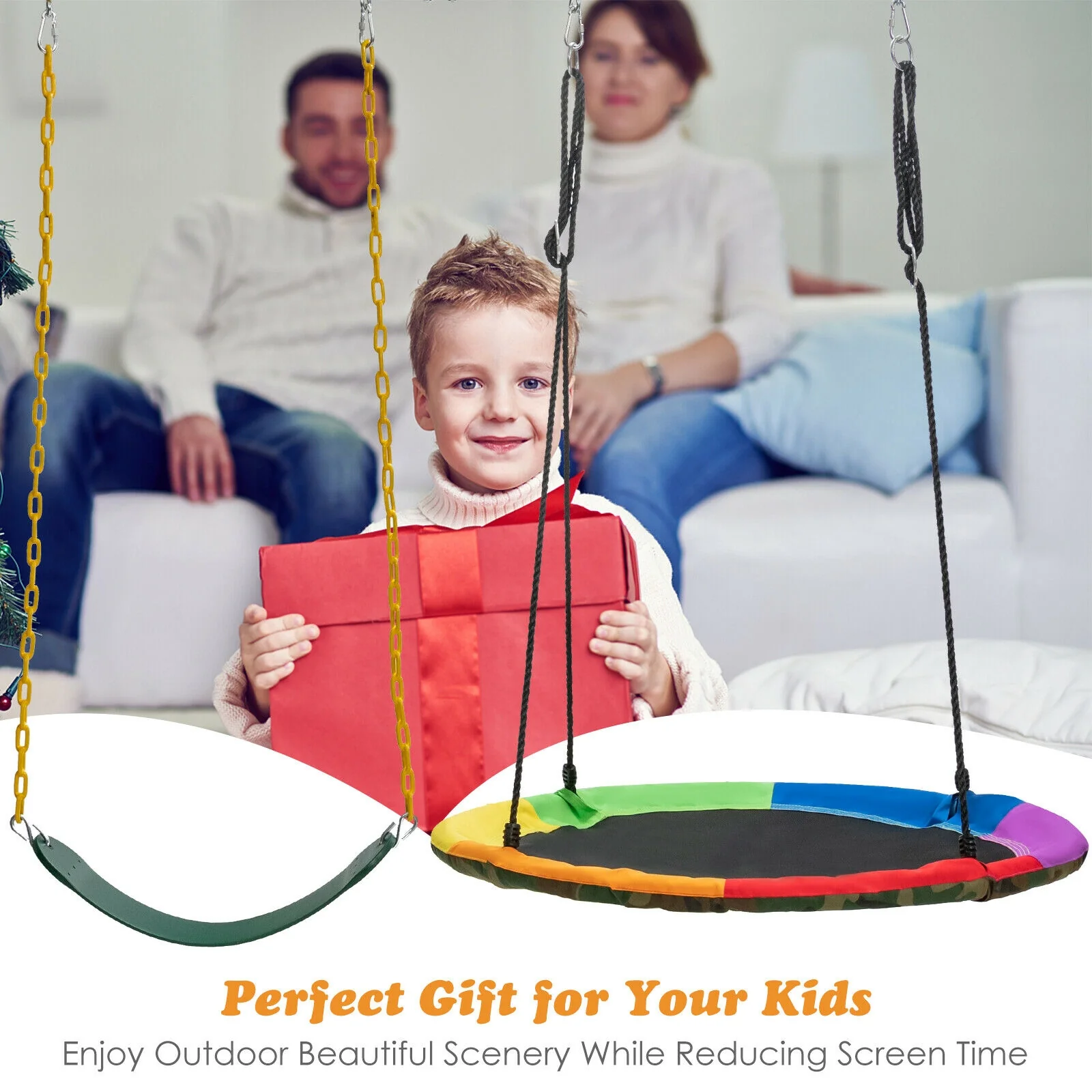 2-Pack Swing Seat Replacement, Saucer Tree Swing, Multicolor - Image 10