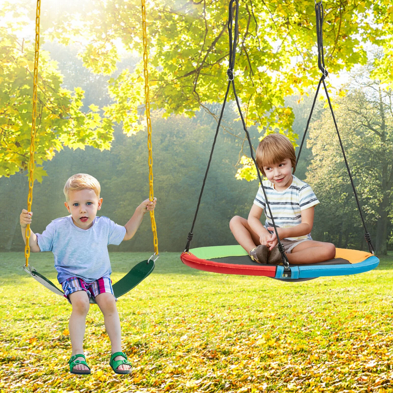 2-Pack Swing Seat Replacement, Saucer Tree Swing, Multicolor - Image 3