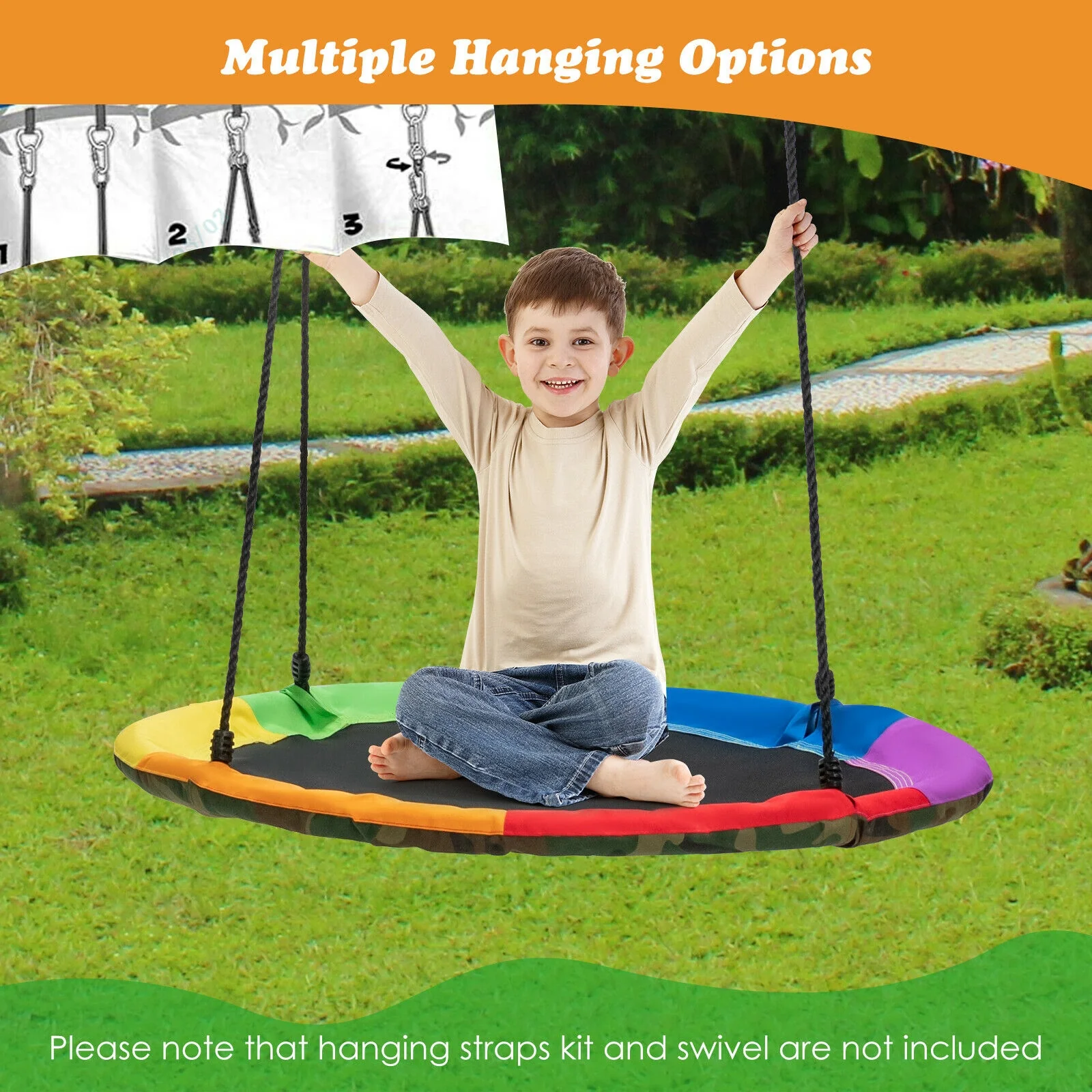 2-Pack Swing Seat Replacement, Saucer Tree Swing, Multicolor - Image 7