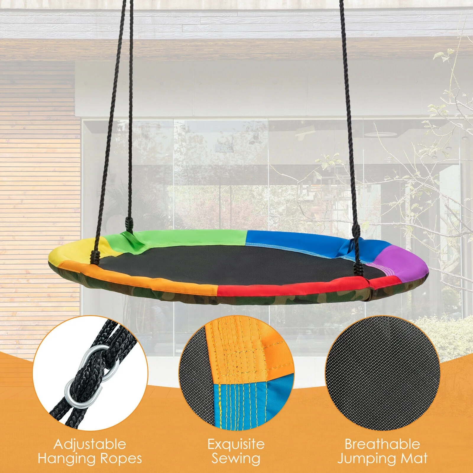 2-Pack Swing Seat Replacement, Saucer Tree Swing, Multicolor - Image 8
