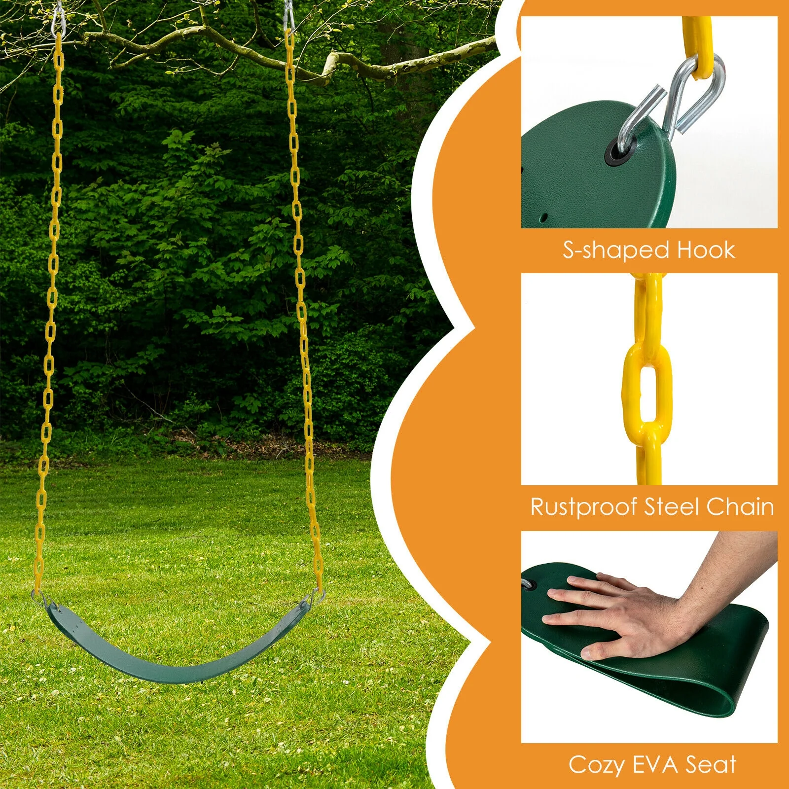 2-Pack Swing Seat Replacement, Saucer Tree Swing, Multicolor - Image 9