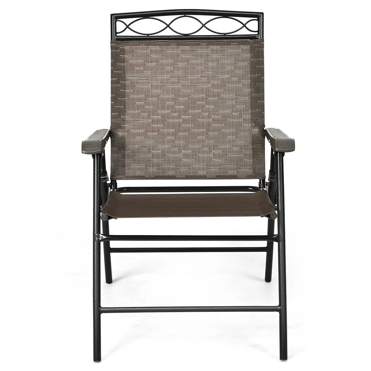 2 Patio Folding Chairs, Portable Dining Chair Set, Brown - Image 7