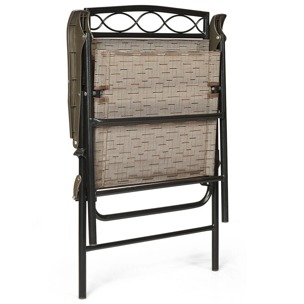 2 Patio Folding Chairs, Portable Dining Chair Set, Brown - Image 8