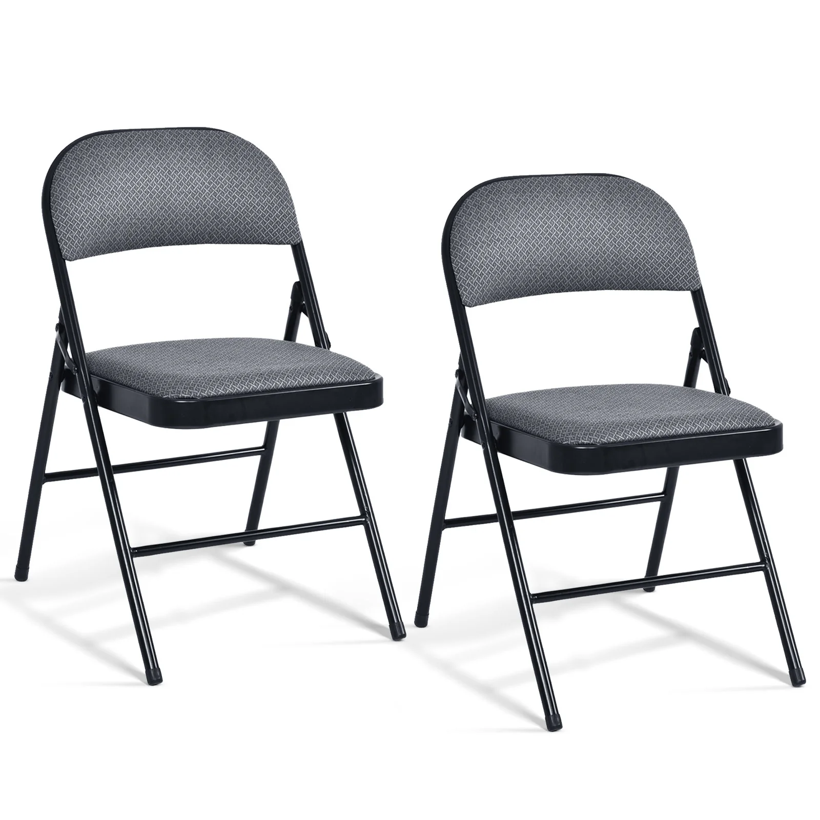 2 PCS Folding Chair Set, Upholstered Seat, Fabric Backrest, Black - Image 4