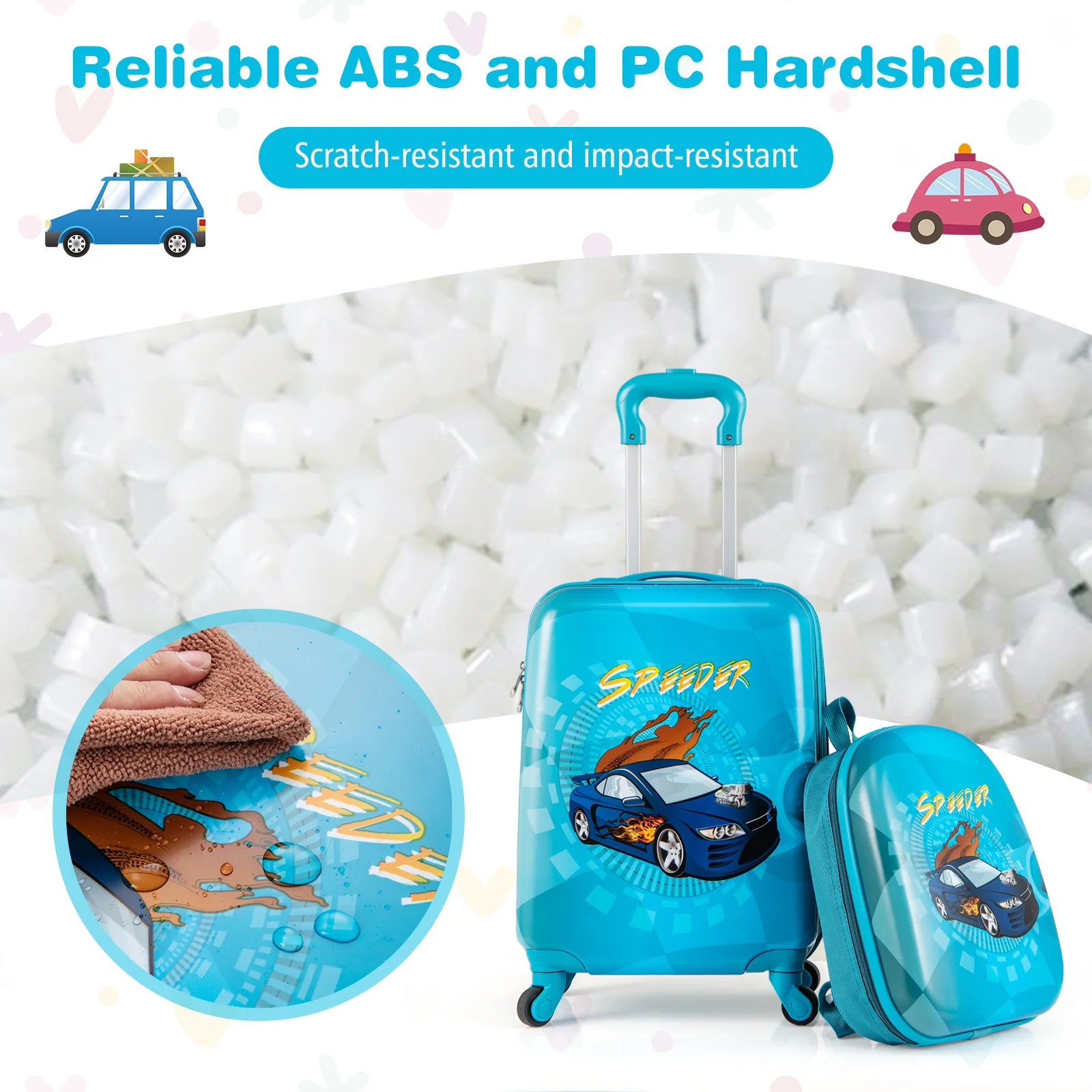 2 PCS Kid Luggage Set, Spinner Wheels, Navy - Image 10