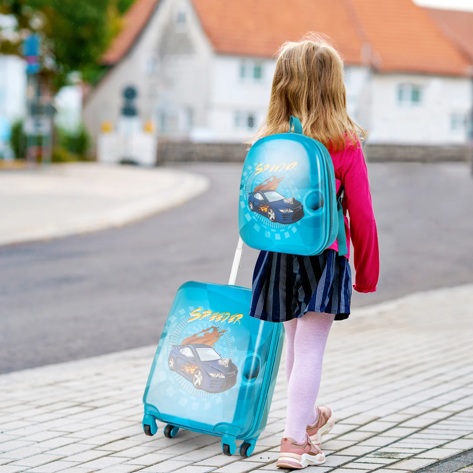 2 PCS Kid Luggage Set, Spinner Wheels, Navy - Image 2