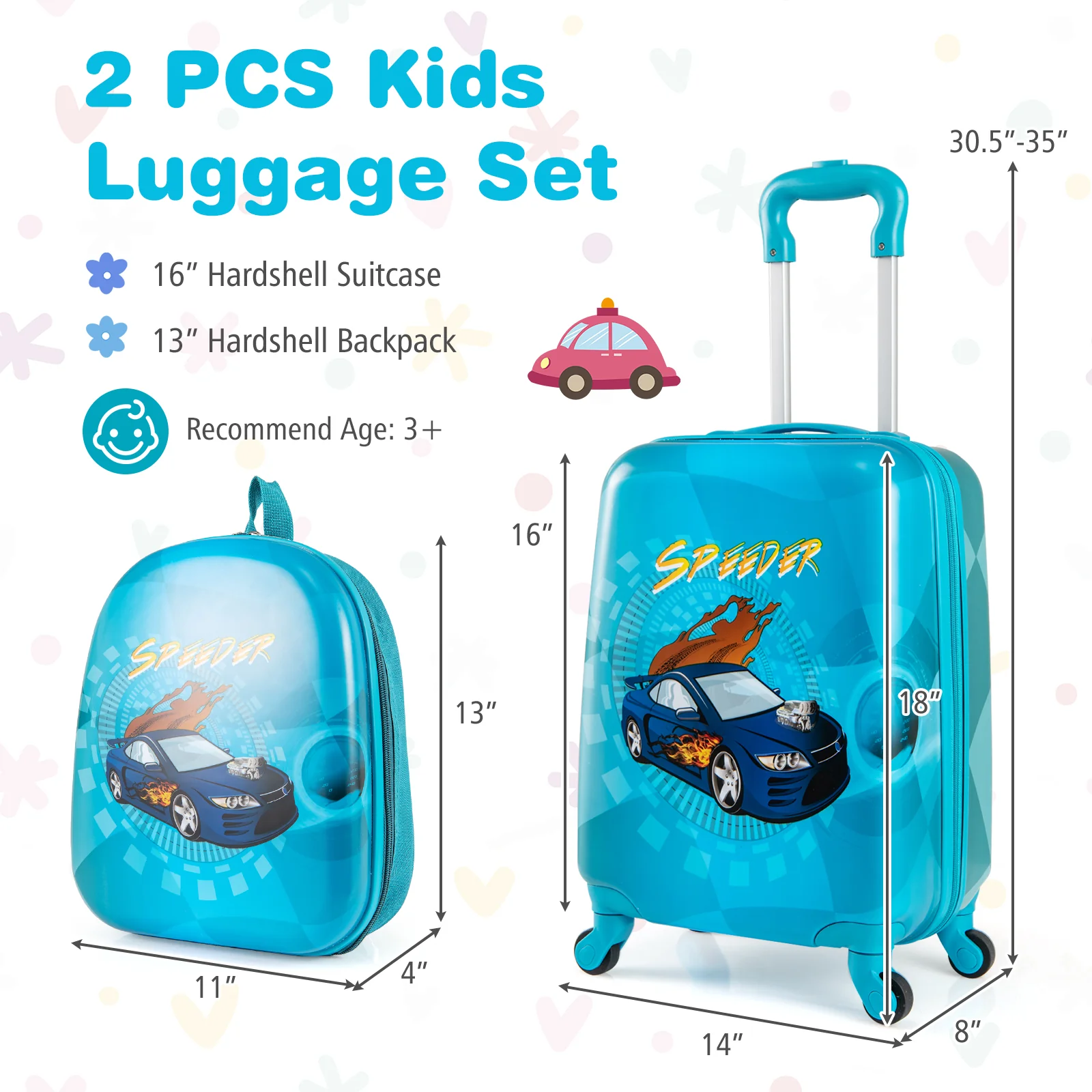 2 PCS Kid Luggage Set, Spinner Wheels, Navy - Image 5