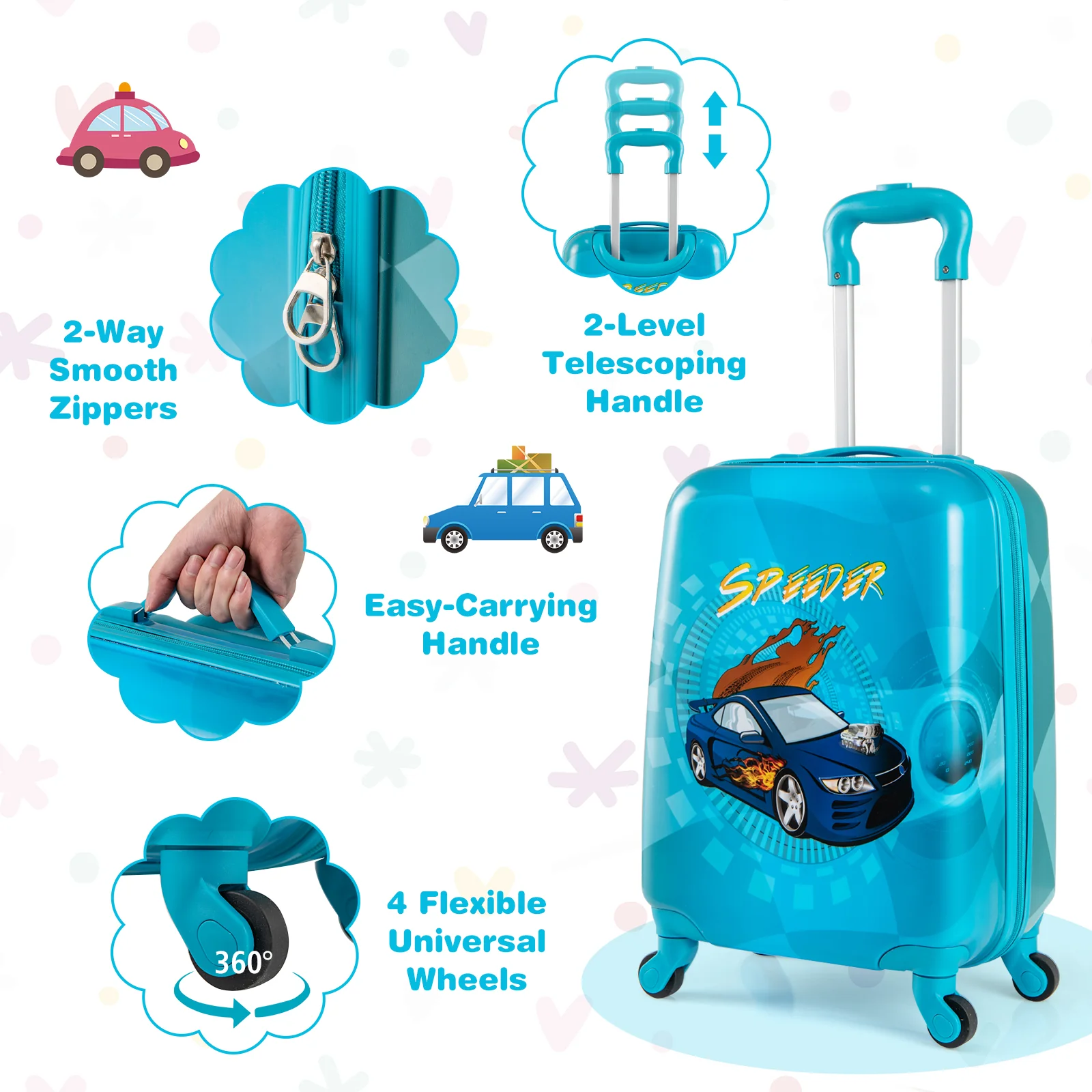 2 PCS Kid Luggage Set, Spinner Wheels, Navy - Image 8