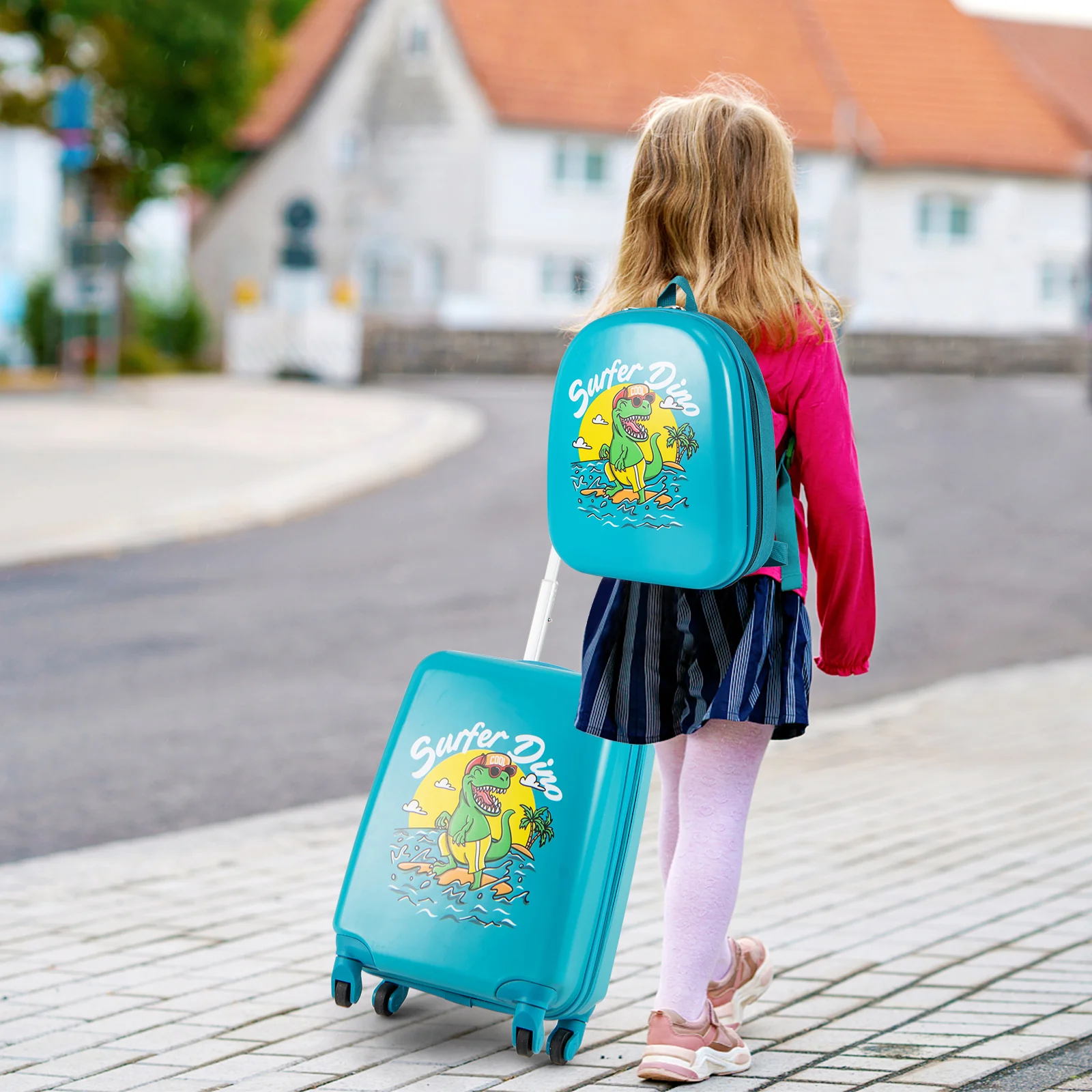 2 PCS Kid Luggage Set With Spinner Wheels, Blue - Image 2