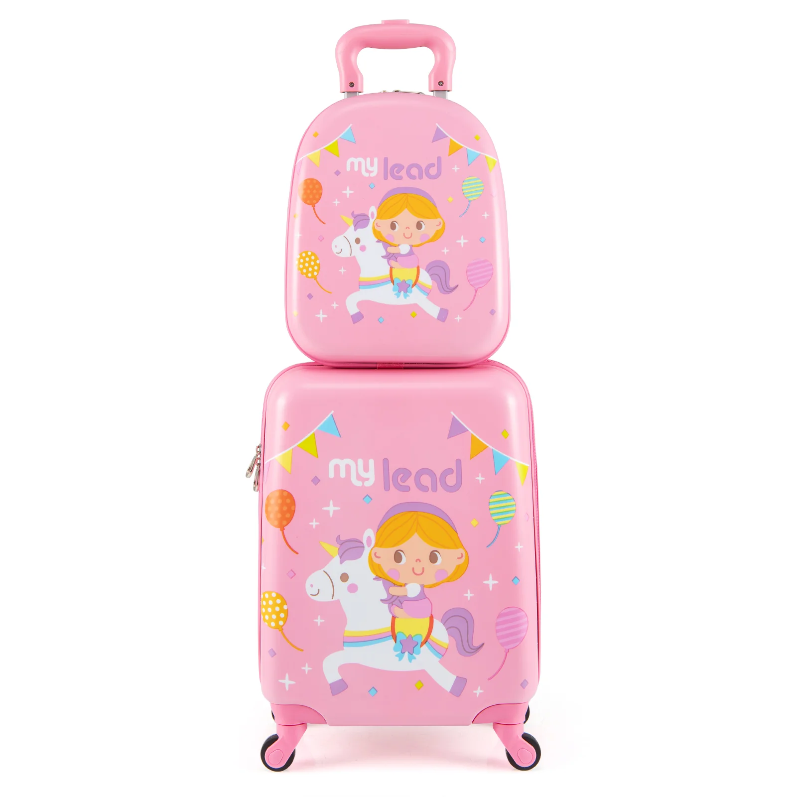 2 PCS Kid Luggage Set With Spinner Wheels, Pink - Image 4