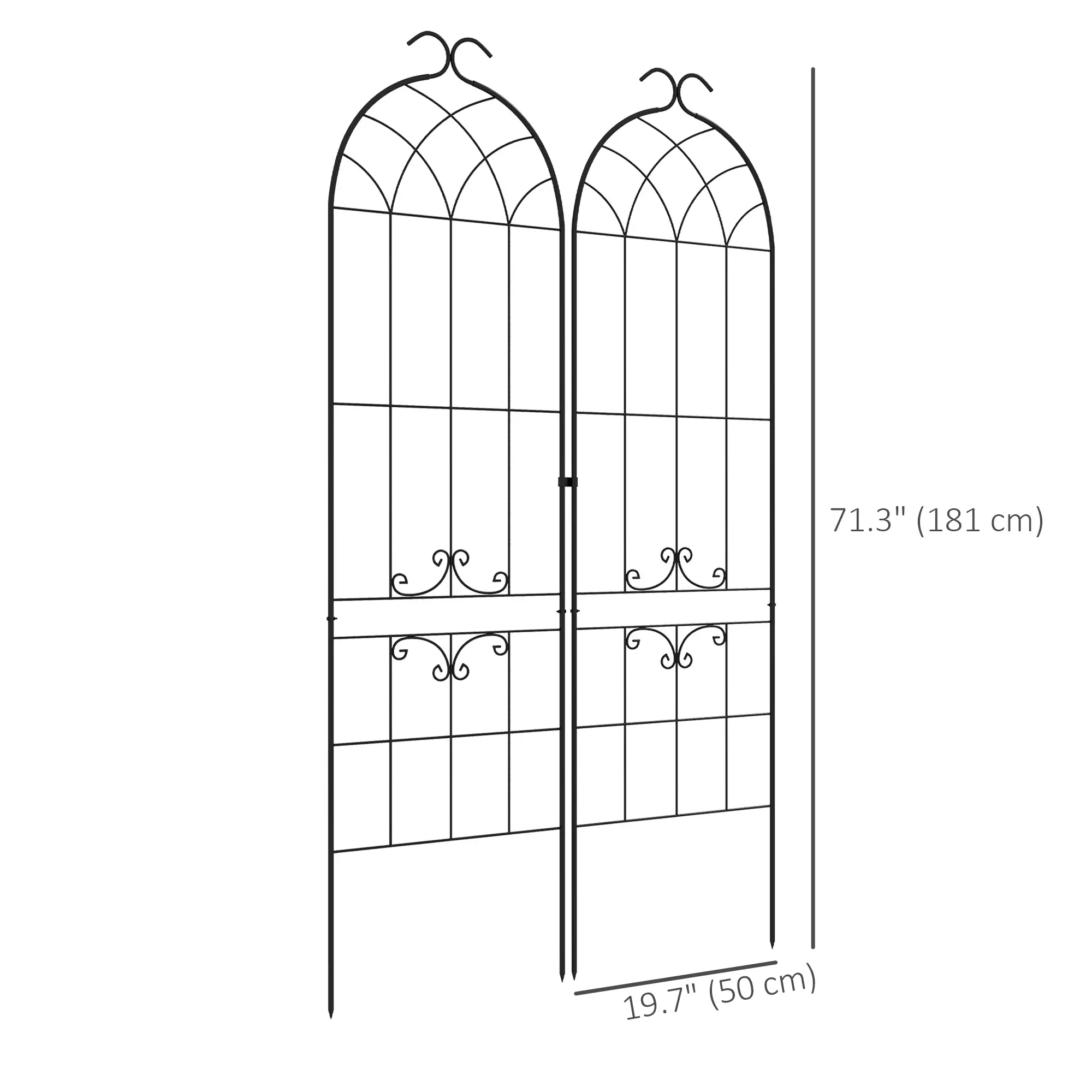2 Pcs Metal Garden Trellis for Climbing Plants, Outdoor Plant Support - Image 3