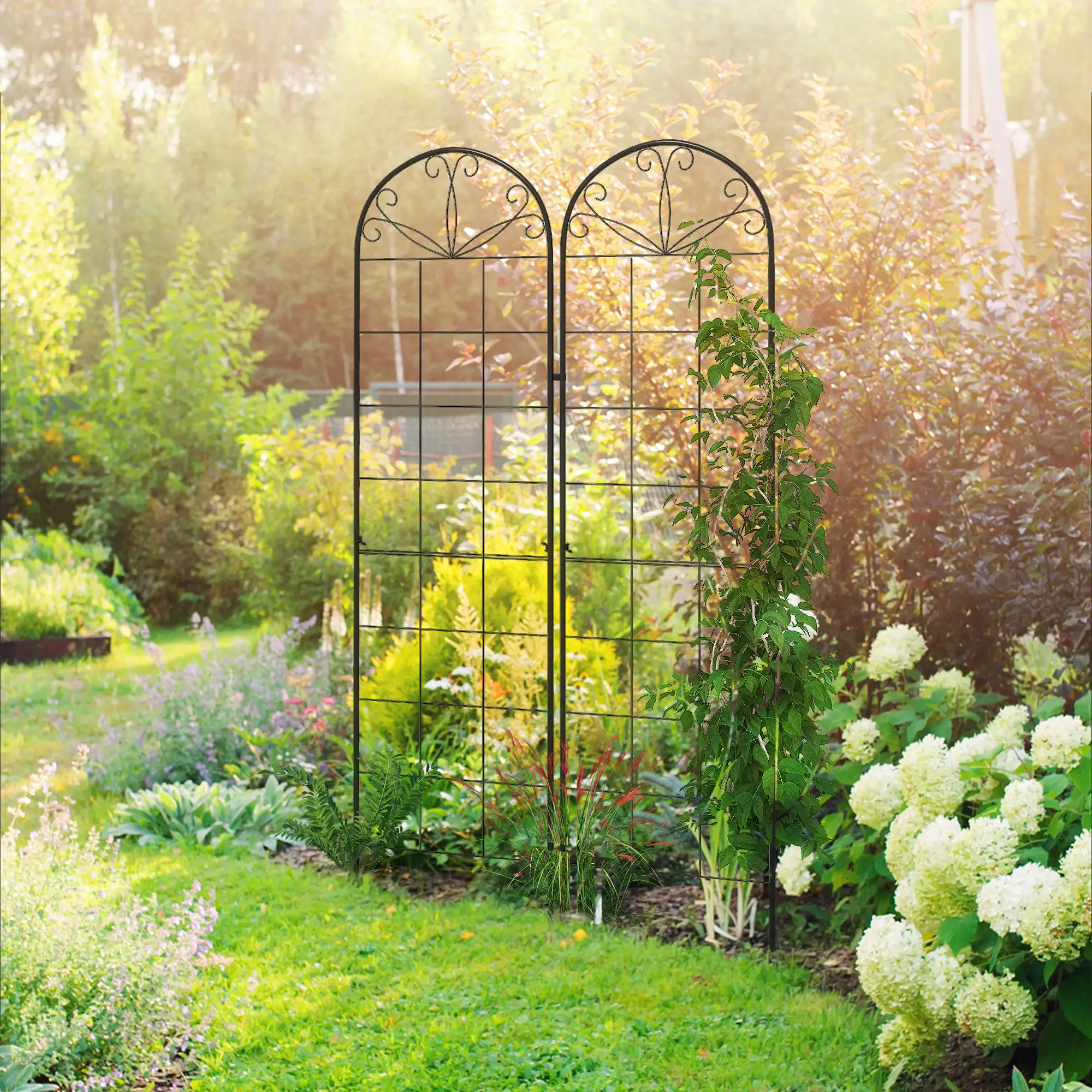 2 Pcs Metal Garden Trellis, Outdoor Plant Support for Climbing Plants