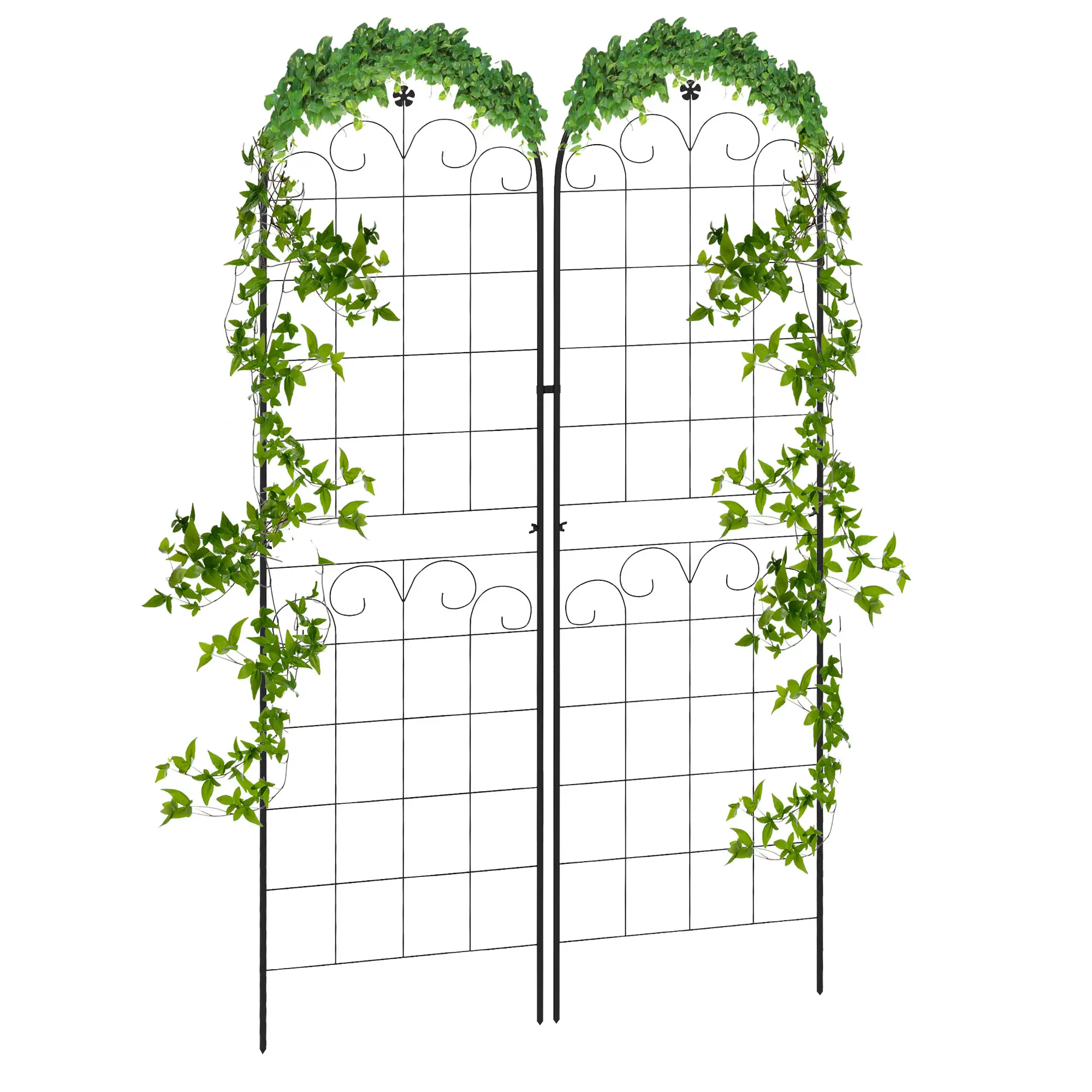 2 Pcs Metal Garden Trellis, Outdoor Plant Support, Patio Lawn Backyard