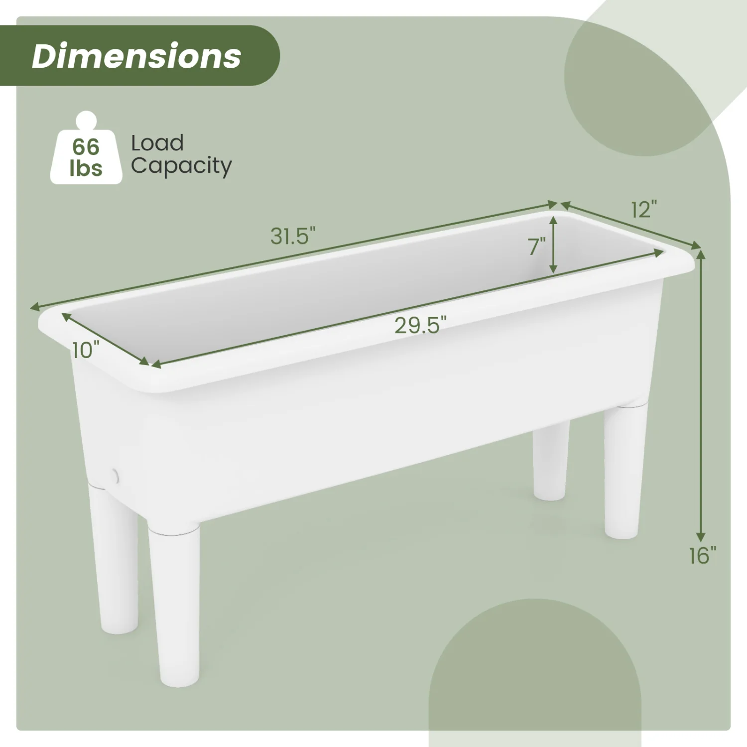 2 PCS Raised Garden Beds, Self-Watering Planter Box, White - Image 5