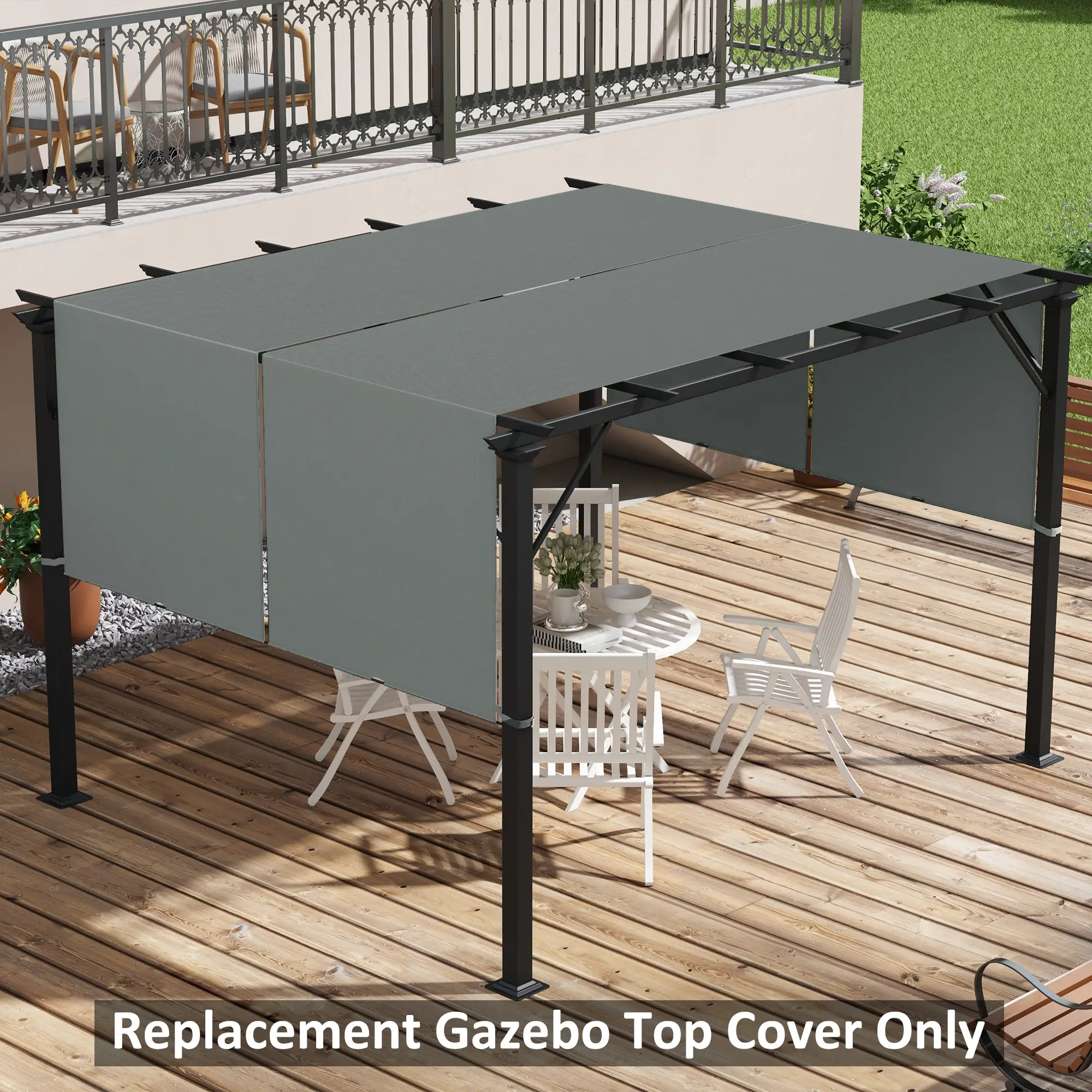2 Pcs UV Protection Pergola Canopy, 10' x 10', Dark Grey - Image 2