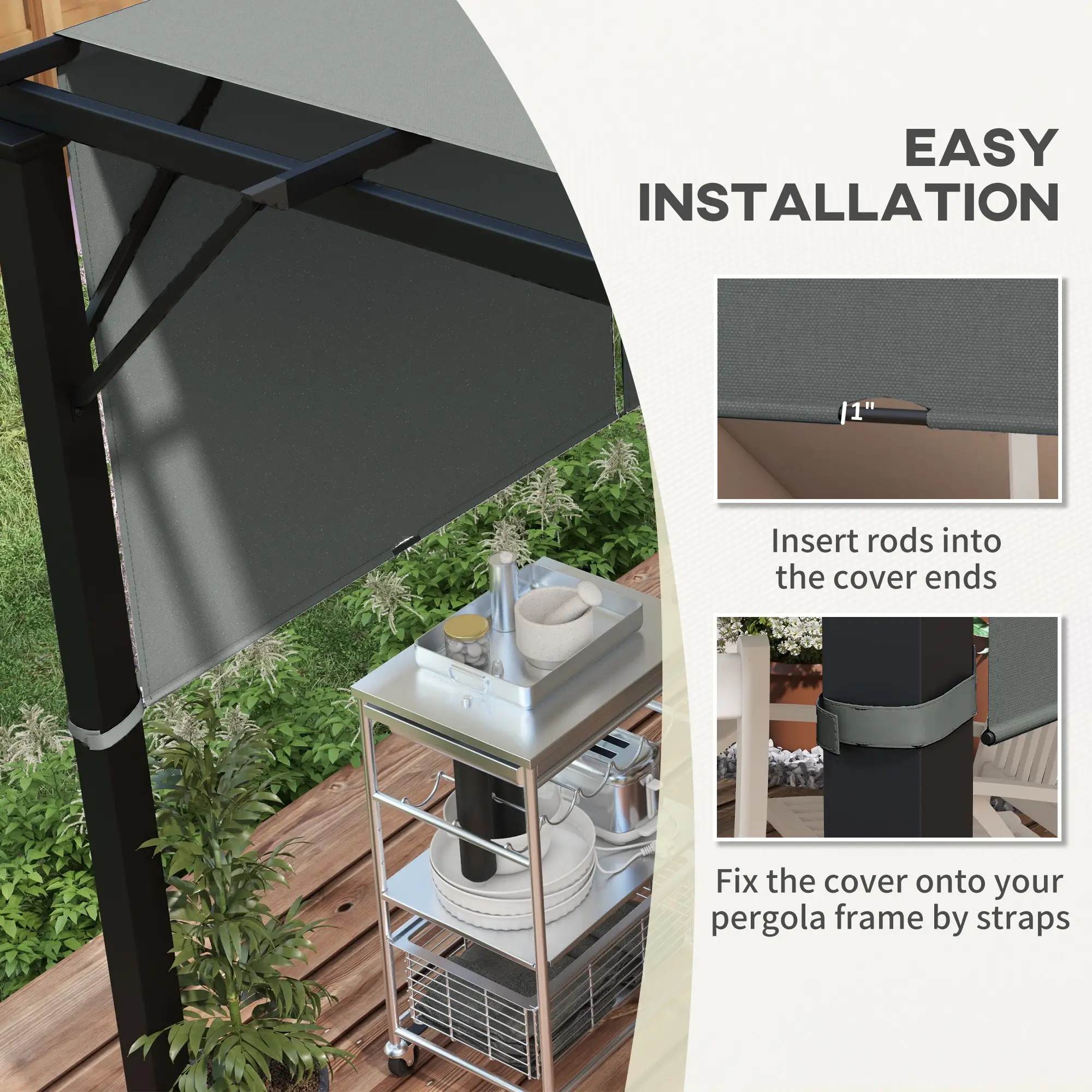 2 Pcs UV Protection Pergola Canopy, 10' x 10', Dark Grey - Image 6