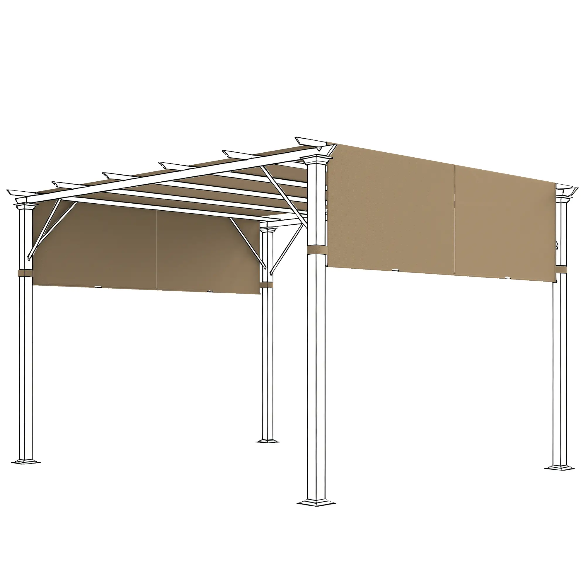 2 Pcs UV Protection Pergola Replacement Canopy, 10' x 10', Sand