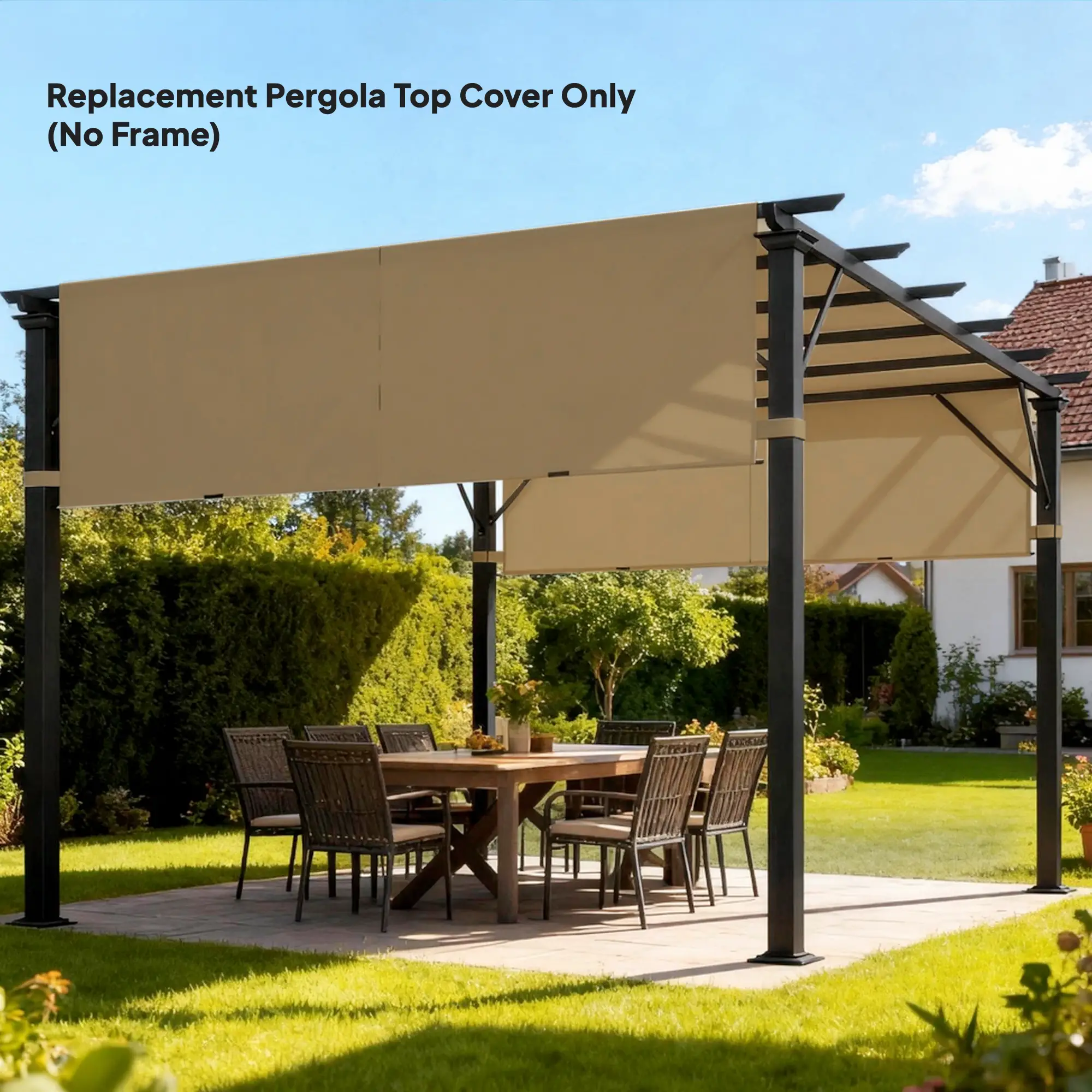 2 Pcs UV Protection Pergola Replacement Canopy, 10' x 10', Sand - Image 10
